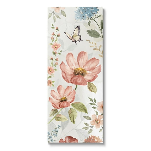 Stupell Industries Garden Blossoms Pattern Botanical & Floral Painting Gallery Wrapped Canvas Art Print Wall Art, 13 x 30