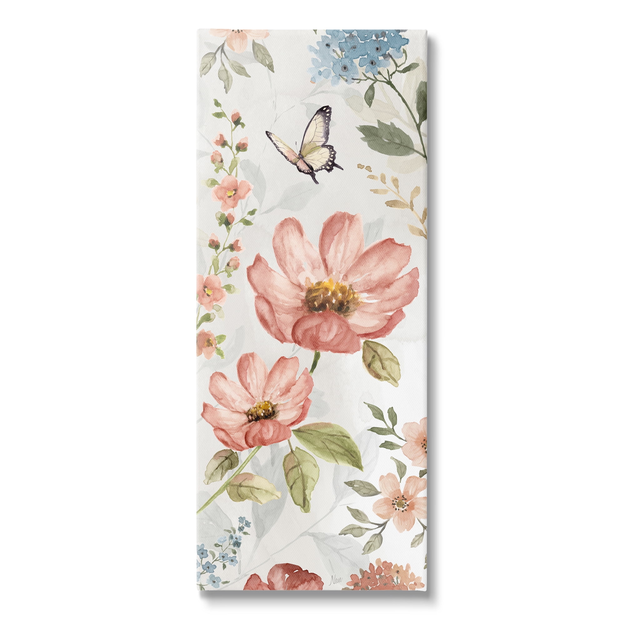Stupell Industries Garden Blossoms Pattern Botanical & Floral Painting Gallery Wrapped Canvas Art Print Wall Art, 20 x 48