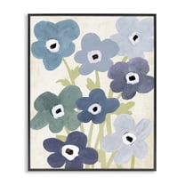 Stupell Industries Garden Blossoms in Blue Floral Painting Black Framed Art Print Wall Art, 11 x 14