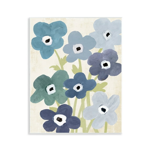Stupell Industries Garden Blossoms in Blue Floral Painting Unframed Art Print Wall Art, 11 x 14