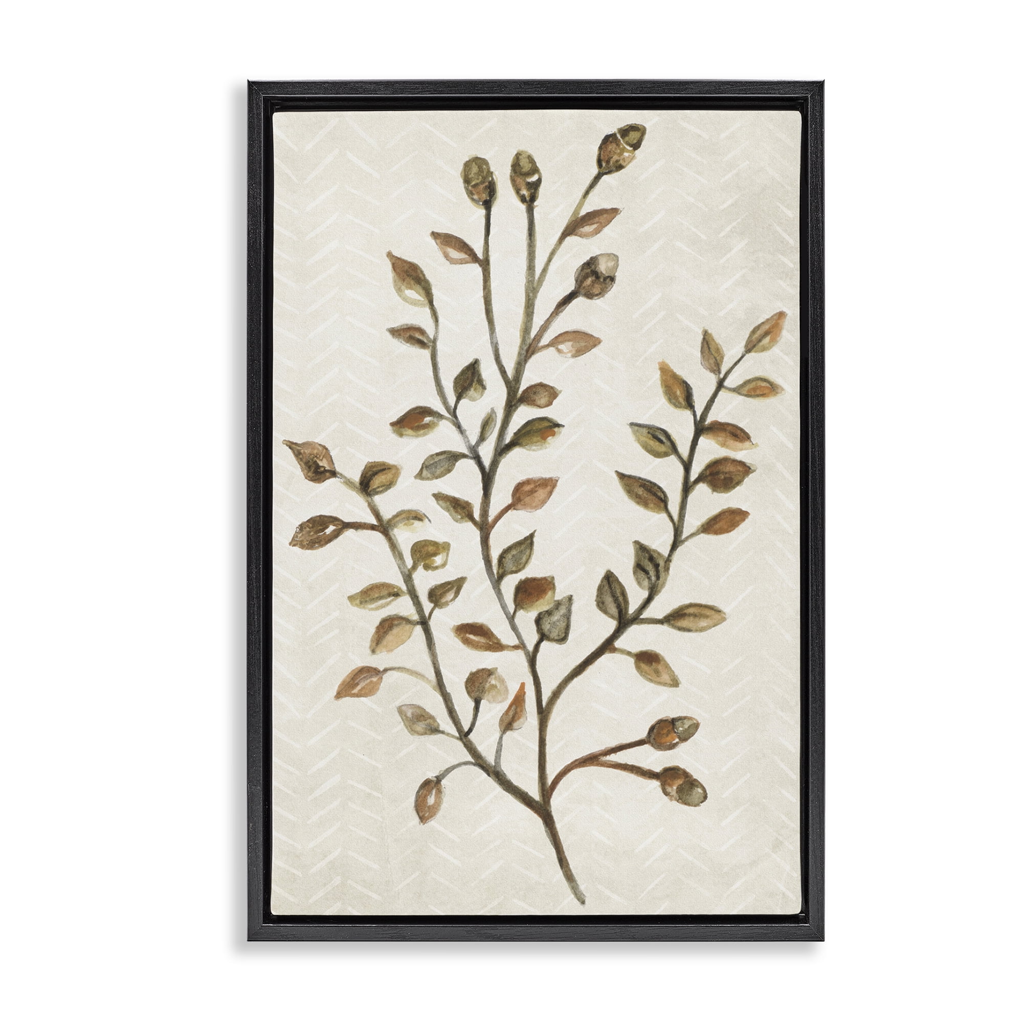 Stupell Industries Garden Botanics Sprig Botanical & Floral Painting Black Floater Framed Canvas Art Print Wall Art, 21 x 31