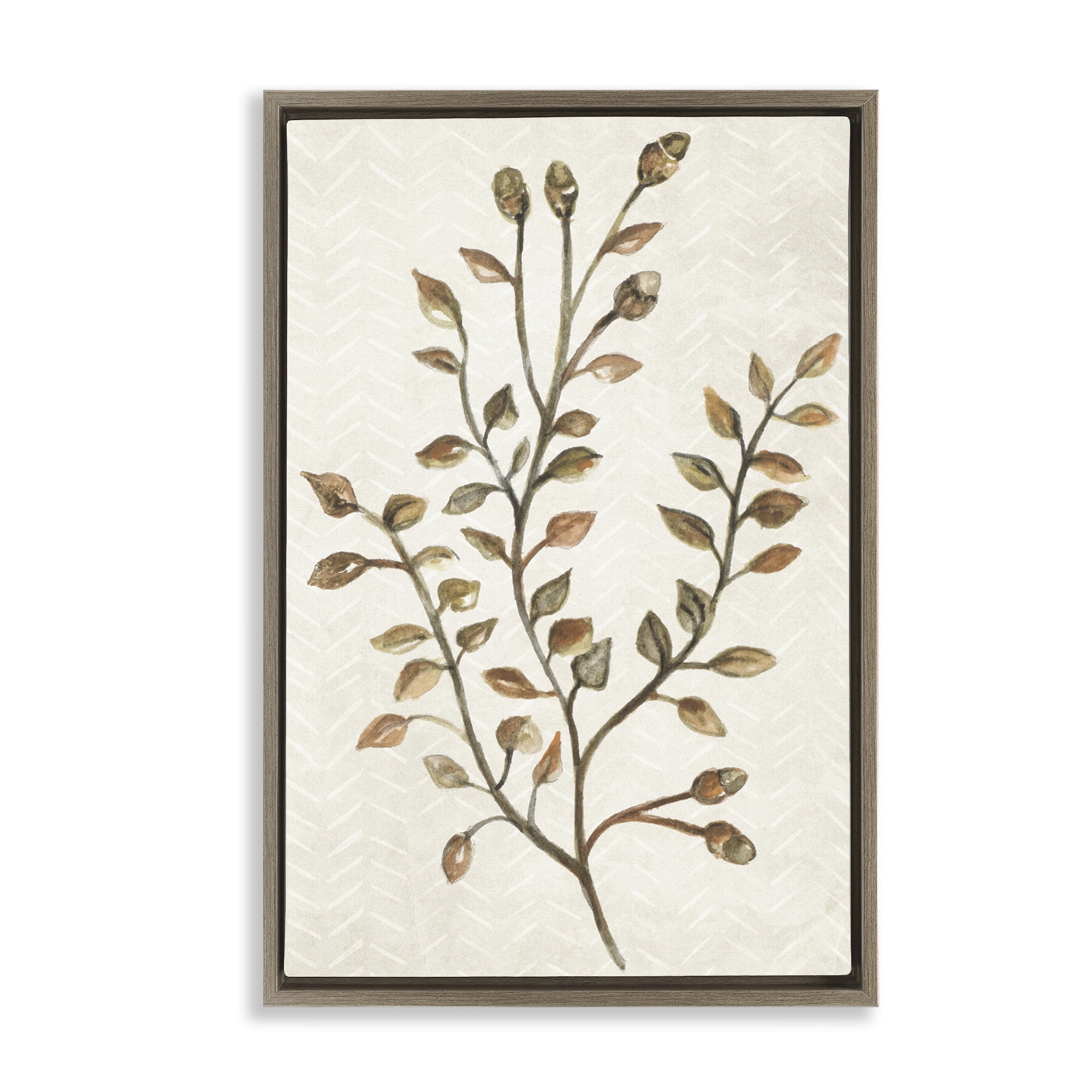 Stupell Industries Garden Botanics Sprig Botanical & Floral Painting Brown Floater Framed Canvas Art Print Wall Art, 21 x 31