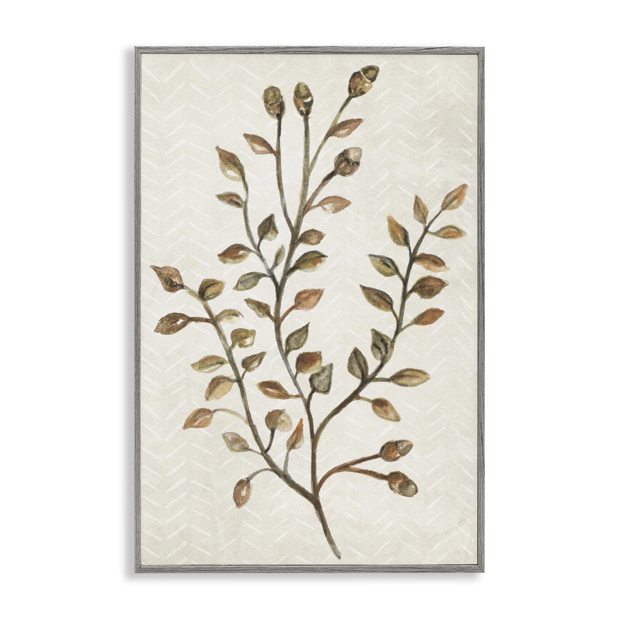 Stupell Industries Garden Botanics Sprig Botanical & Floral Painting Gray Framed Art Print Wall Art, 20 x 30