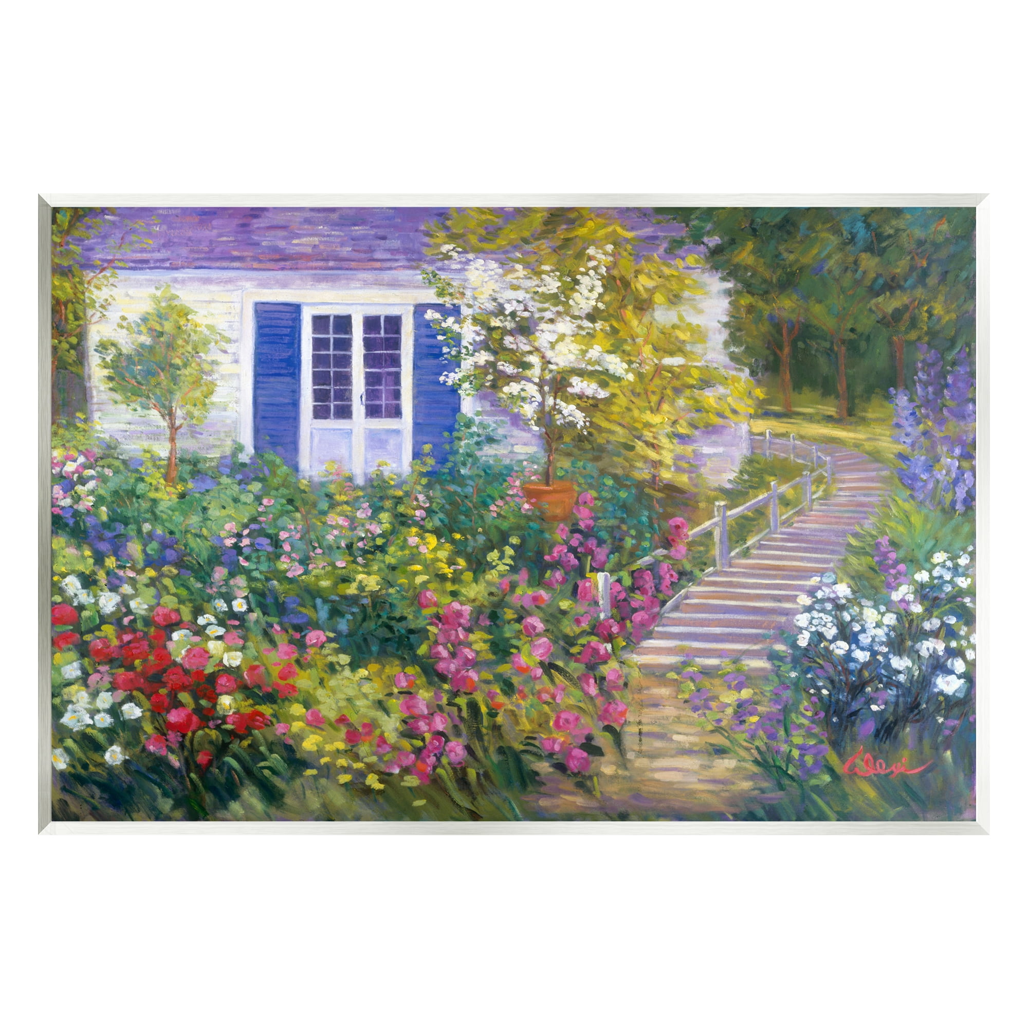 Stupell Industries Garden Cottage House Landscape Painting Unframed Art Print Wall Art, 19 x 13