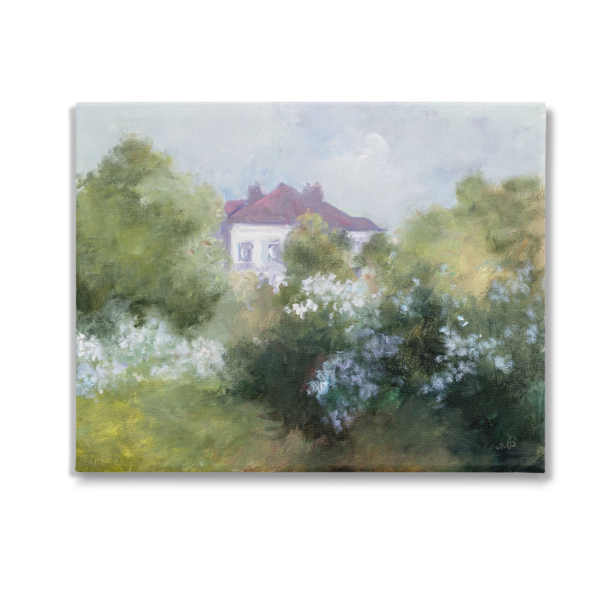 Stupell Industries Garden Cottage Villa Landscape Painting Gallery Wrapped Canvas Art Print Wall Art, 20 x 16