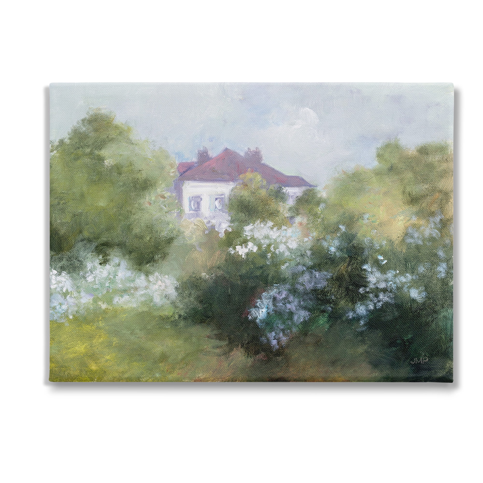 Stupell Industries Garden Cottage Villa Landscape Painting Gallery Wrapped Canvas Art Print Wall Art, 40 x 30