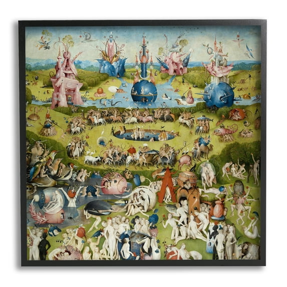 Stupell Industries Garden of Earthly Delights Center Panel Hieronymus Bosch Painting Painting Black Framed Art Print Wall Art, Design by one1000paintings