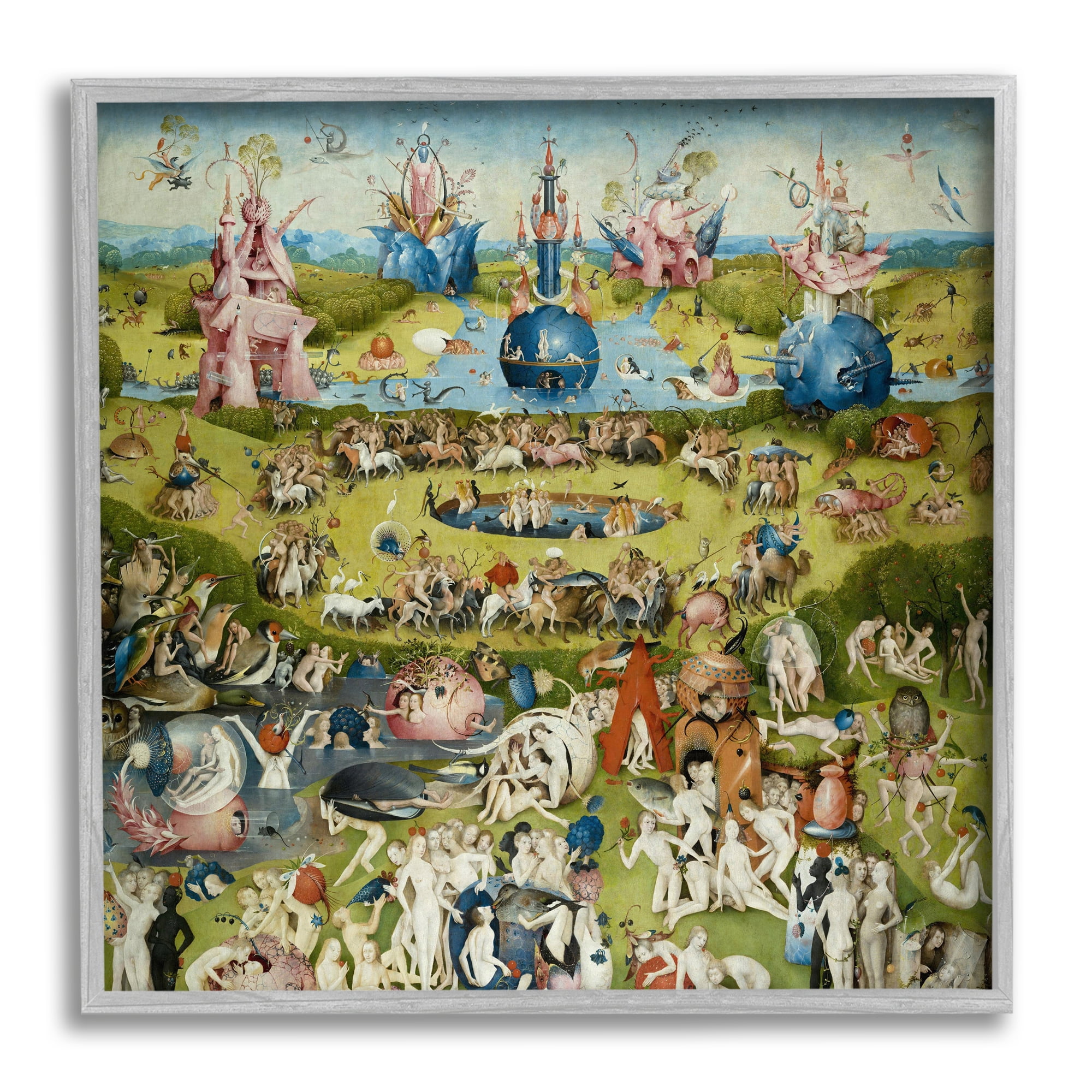Stupell Industries Garden of Earthly Delights Center Panel Hieronymus Bosch Painting Painting Gray Framed Art Print Wall Art, Design by one1000paintings