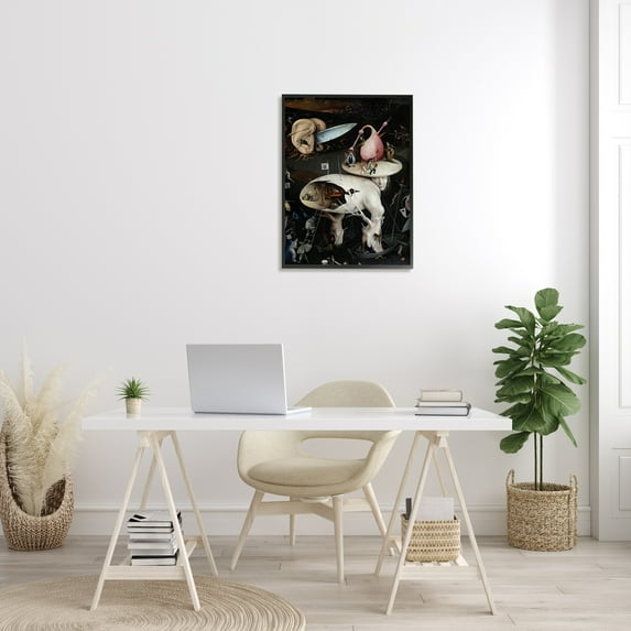Stupell Industries Garden of Earthly Delights Right Panel Detail Hieronymus Bosch Painting Painting Black Framed Art Print Wall Art, Design by one1000paintings