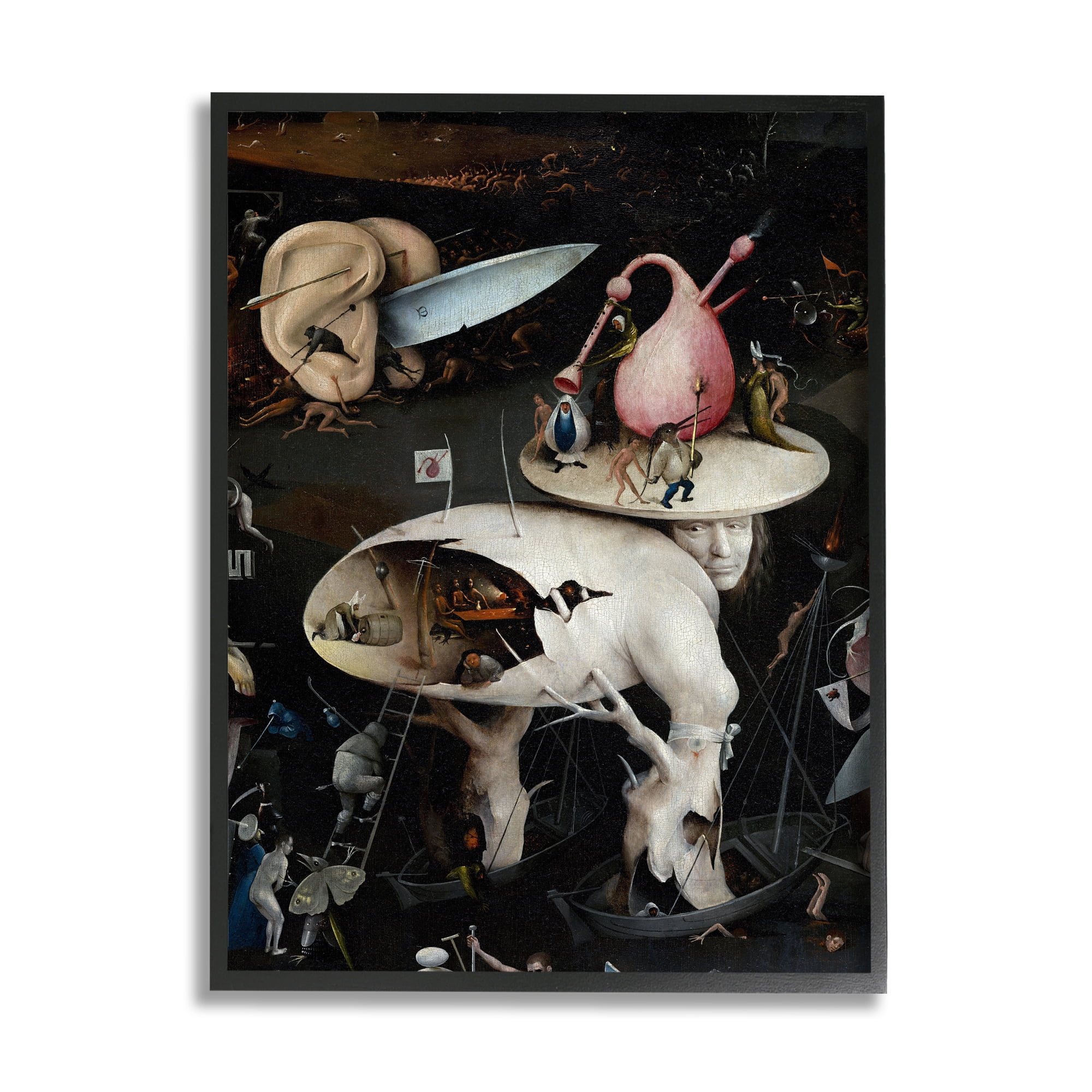 Stupell Industries Garden of Earthly Delights Right Panel Detail Hieronymus Bosch Painting Painting Black Framed Art Print Wall Art, Design by one1000paintings