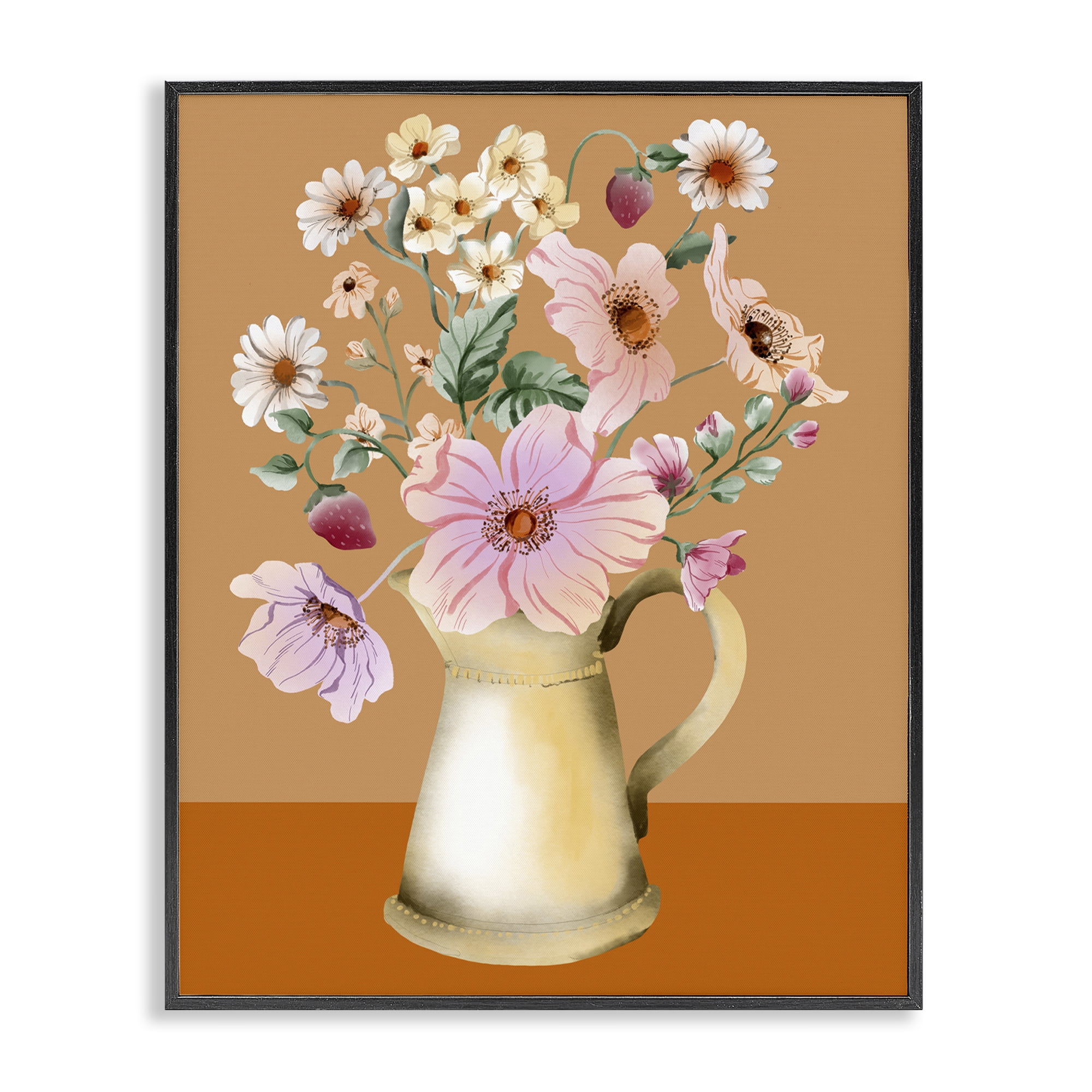 Stupell Industries Garden Florals in Jug Plants & Flowers Painting Black Framed Art Print Wall Art, 16 x 20