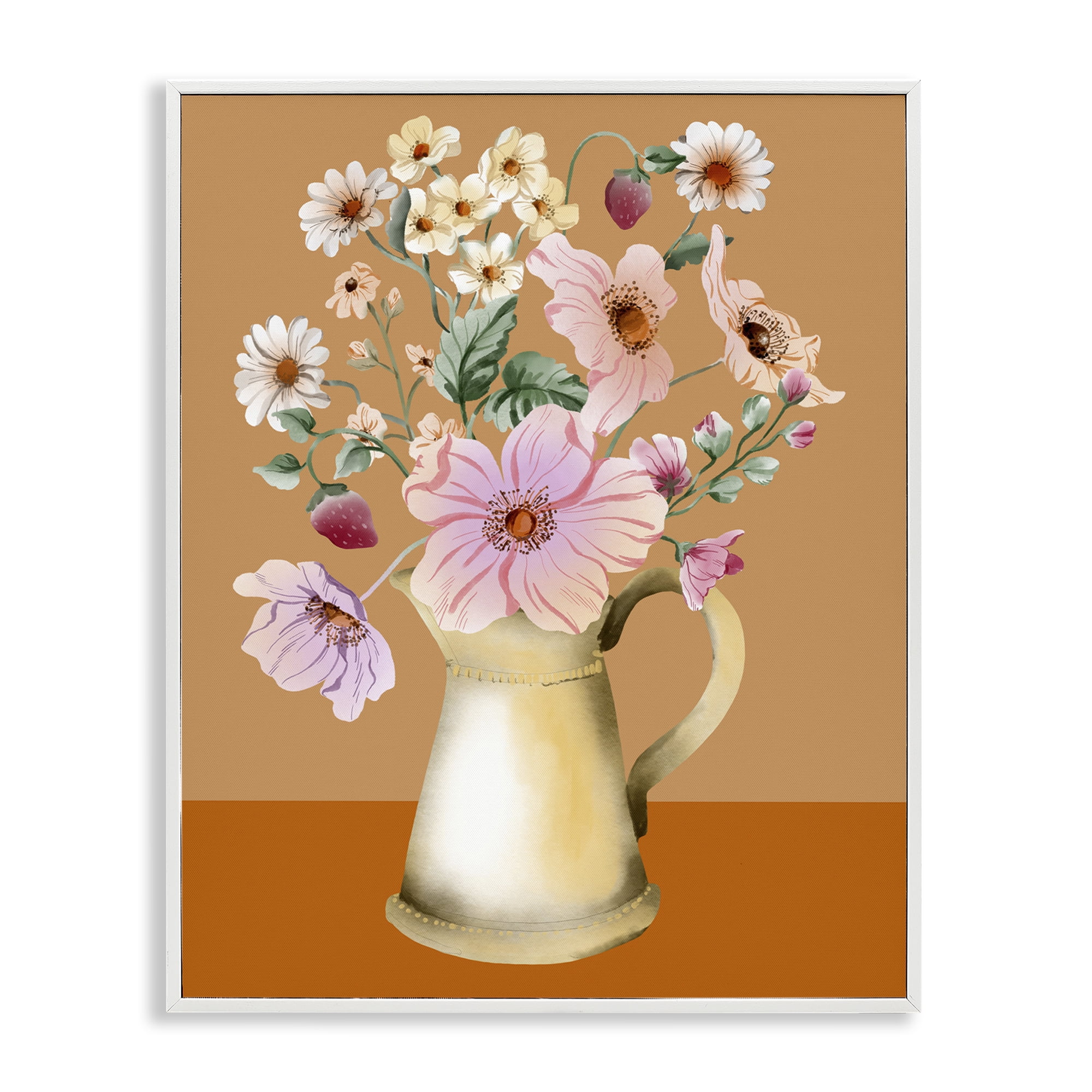 Stupell Industries Garden Florals in Jug Plants & Flowers Painting White Framed Art Print Wall Art, 24 x 30