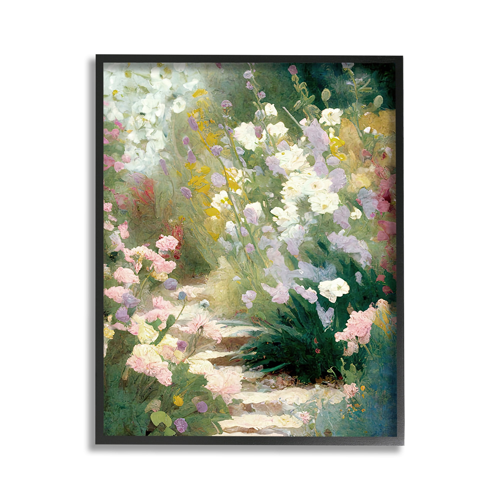 Stupell Industries Garden Flower Path Botanical & Floral Painting Black Framed Art Print Wall Art, 11 x 14
