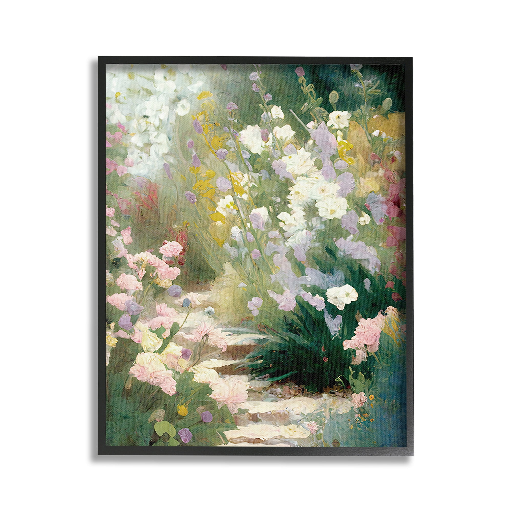 Stupell Industries Garden Flower Path Botanical & Floral Painting Black Framed Art Print Wall Art, 24 x 30