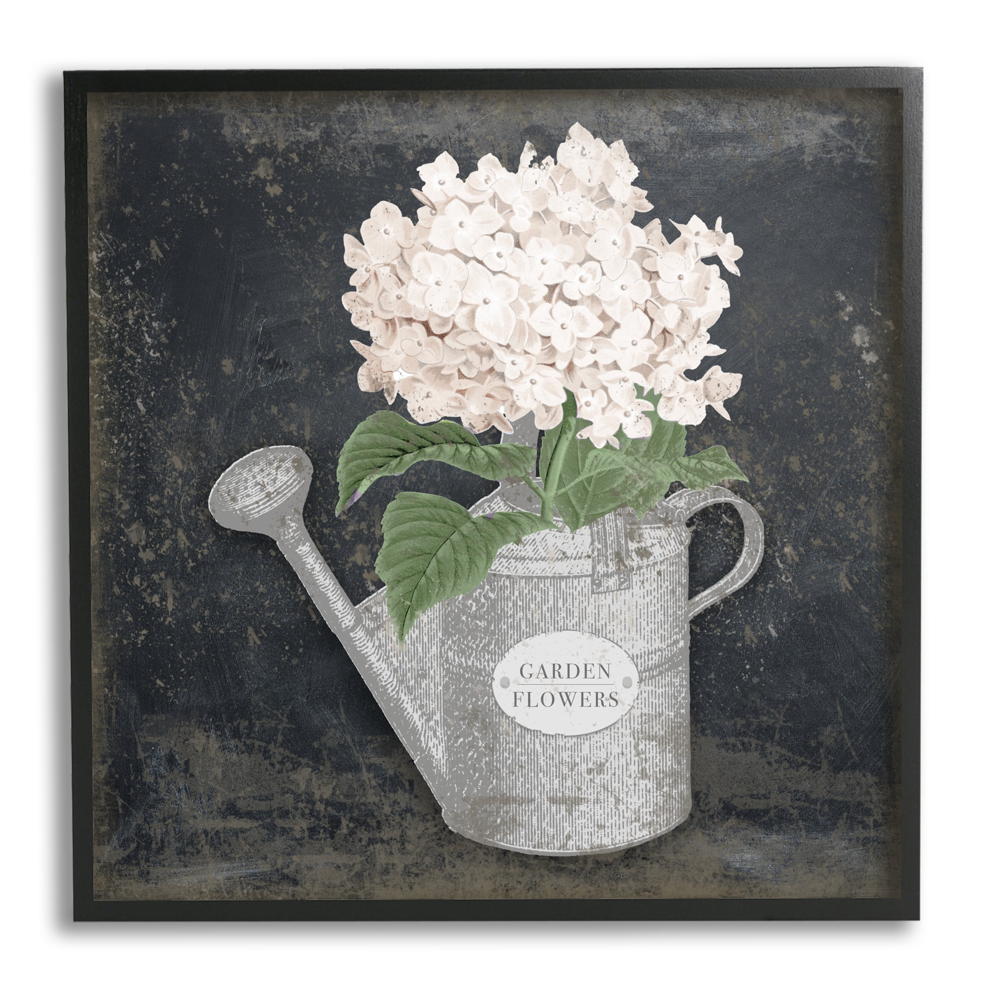 Stupell Industries Garden Flowers Can Botanical & Floral Painting Black Framed Art Print Wall Art, 24 x 24
