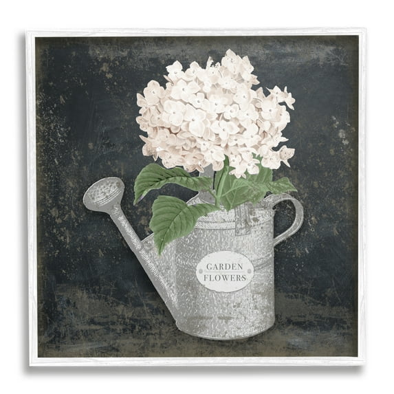 Stupell Industries Garden Flowers Can Botanical & Floral Painting White Framed Art Print Wall Art, 17 x 17