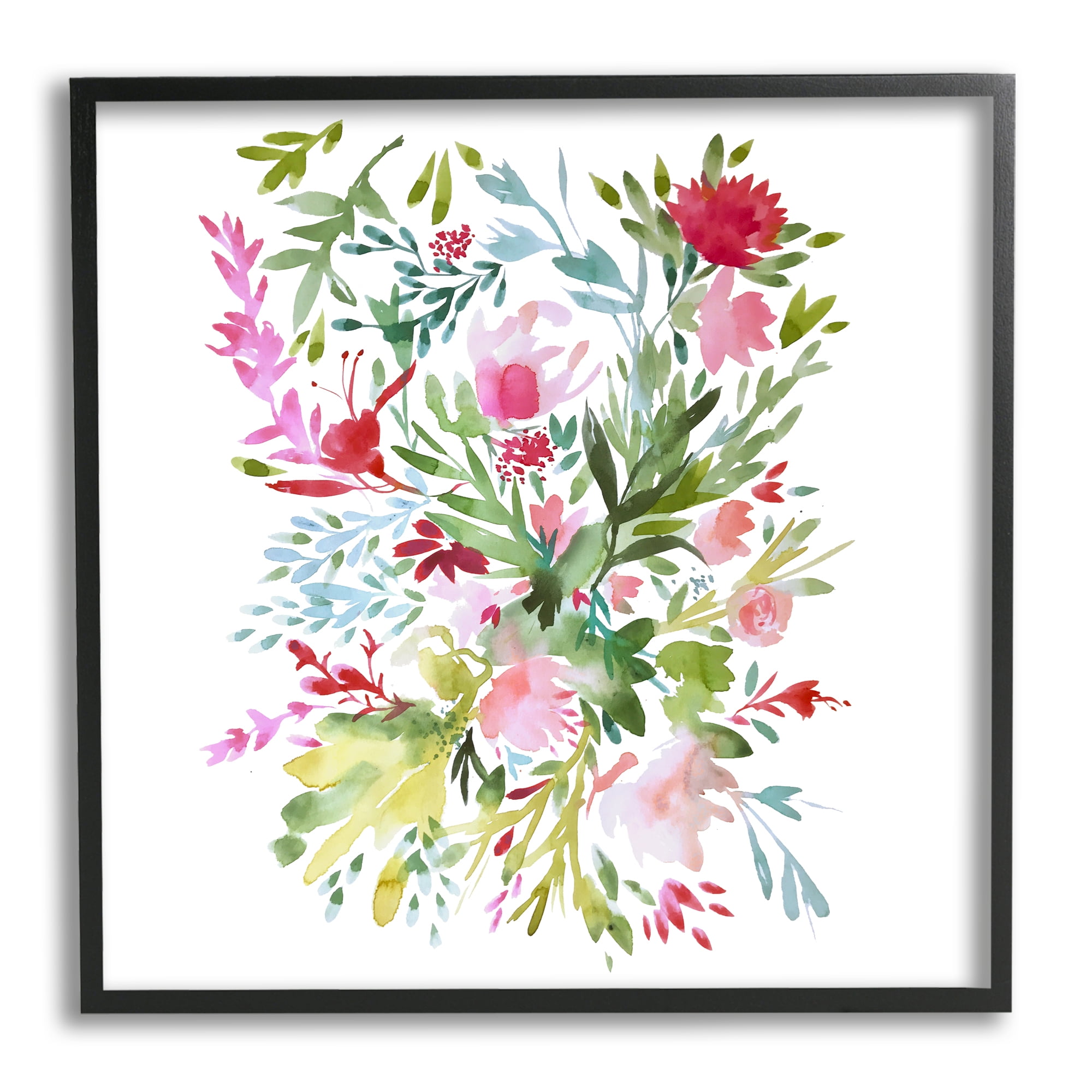 Stupell Industries Garden Flowers Pattern Botanical & Floral Painting Black Framed Art Print Wall Art, 17 x 17