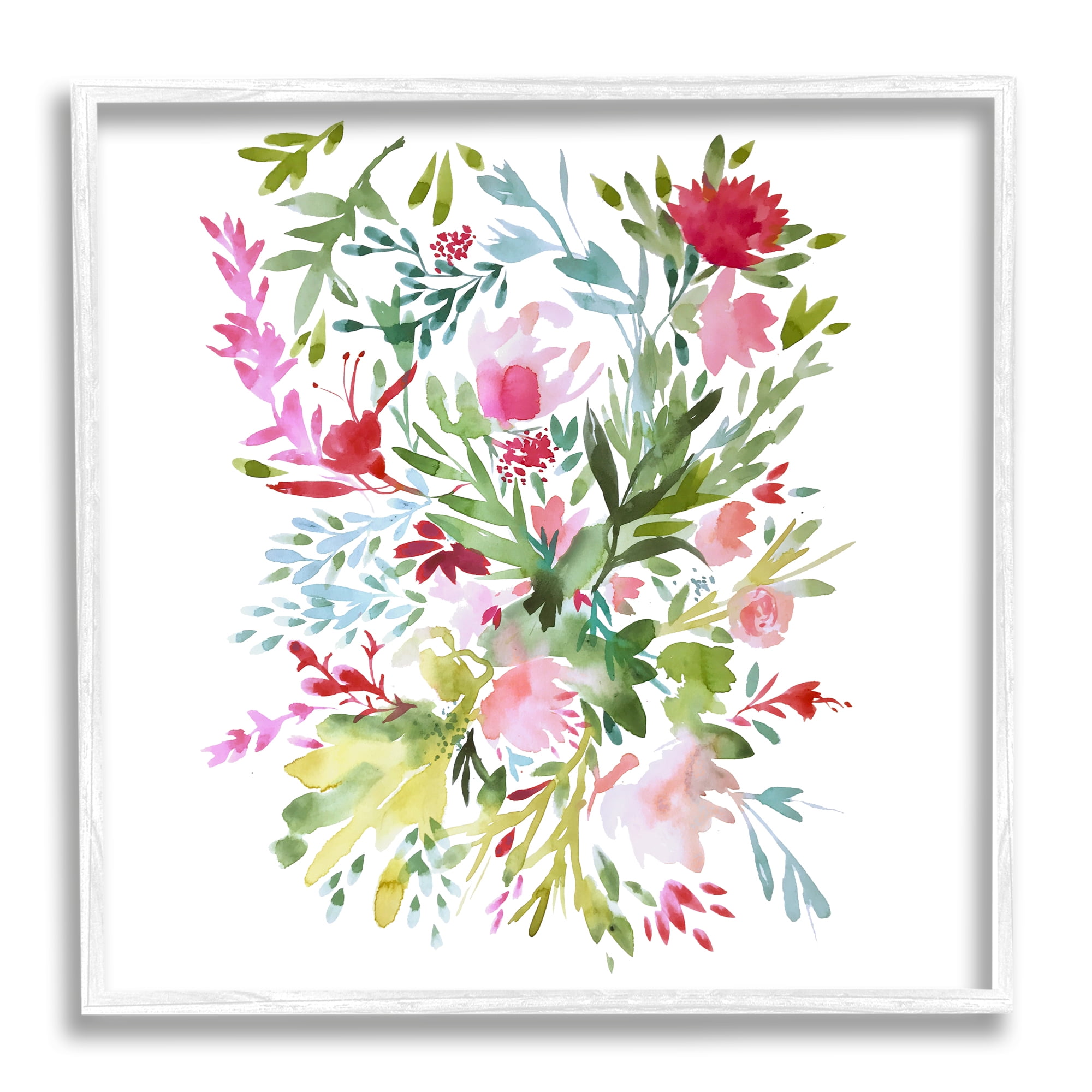 Stupell Industries Garden Flowers Pattern Botanical & Floral Painting White Framed Art Print Wall Art, 12 x 12
