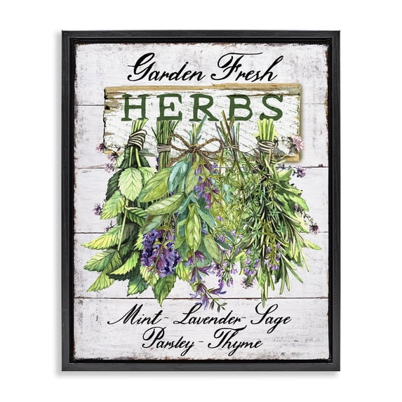 Stupell Industries French Country Garden Fresh Herbs Black Floating Frame Canvas Art, 17 x 21, by Creatif Belle