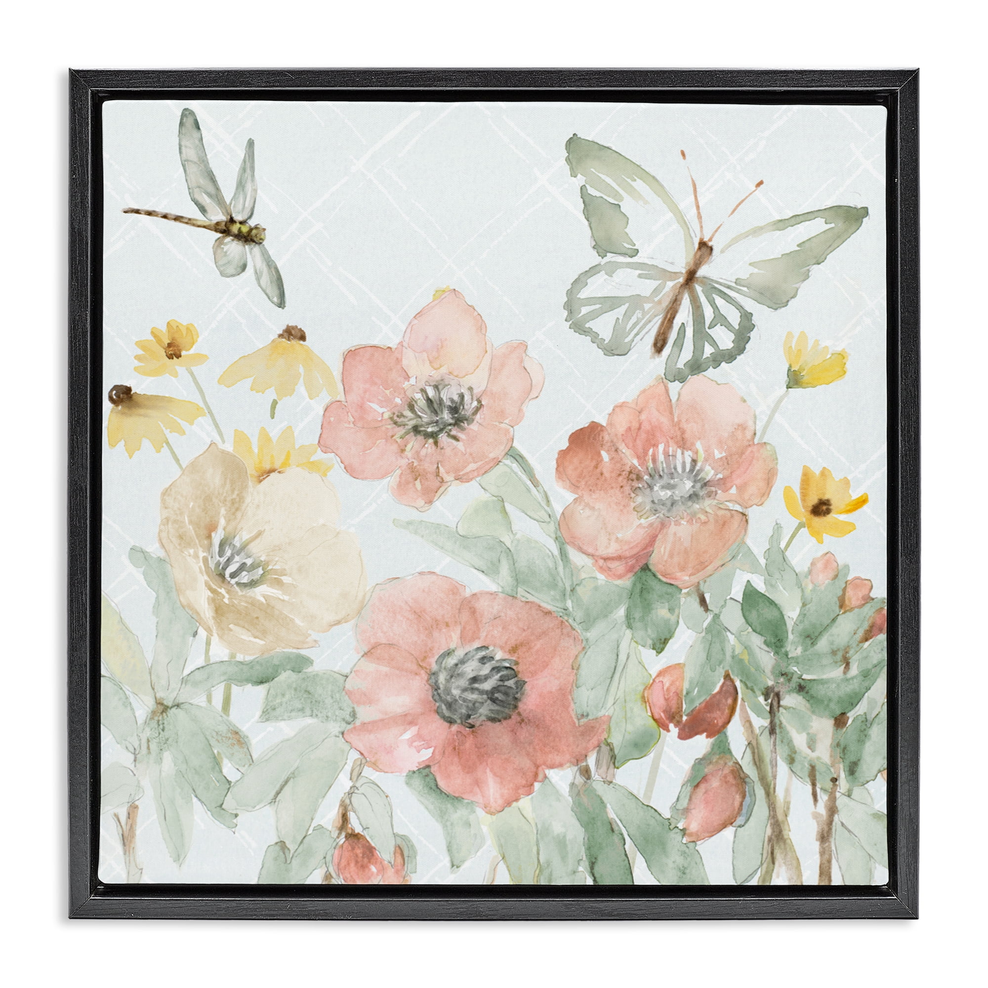 Stupell Industries Garden Joy Butterflies Black Framed Floater Canvas Wall Art, design by Lanie Loreth