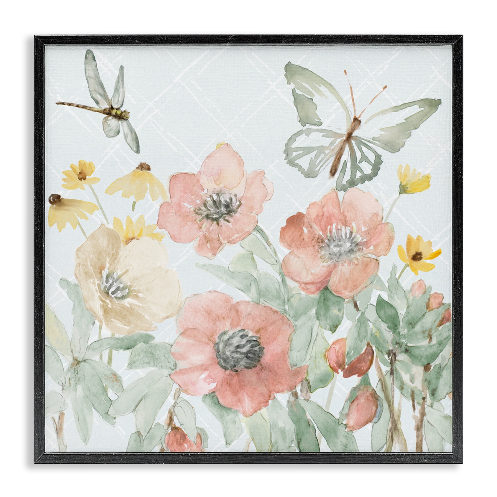 Stupell Industries Garden Joy Butterflies Black Framed Giclee Art, design by Lanie Loreth