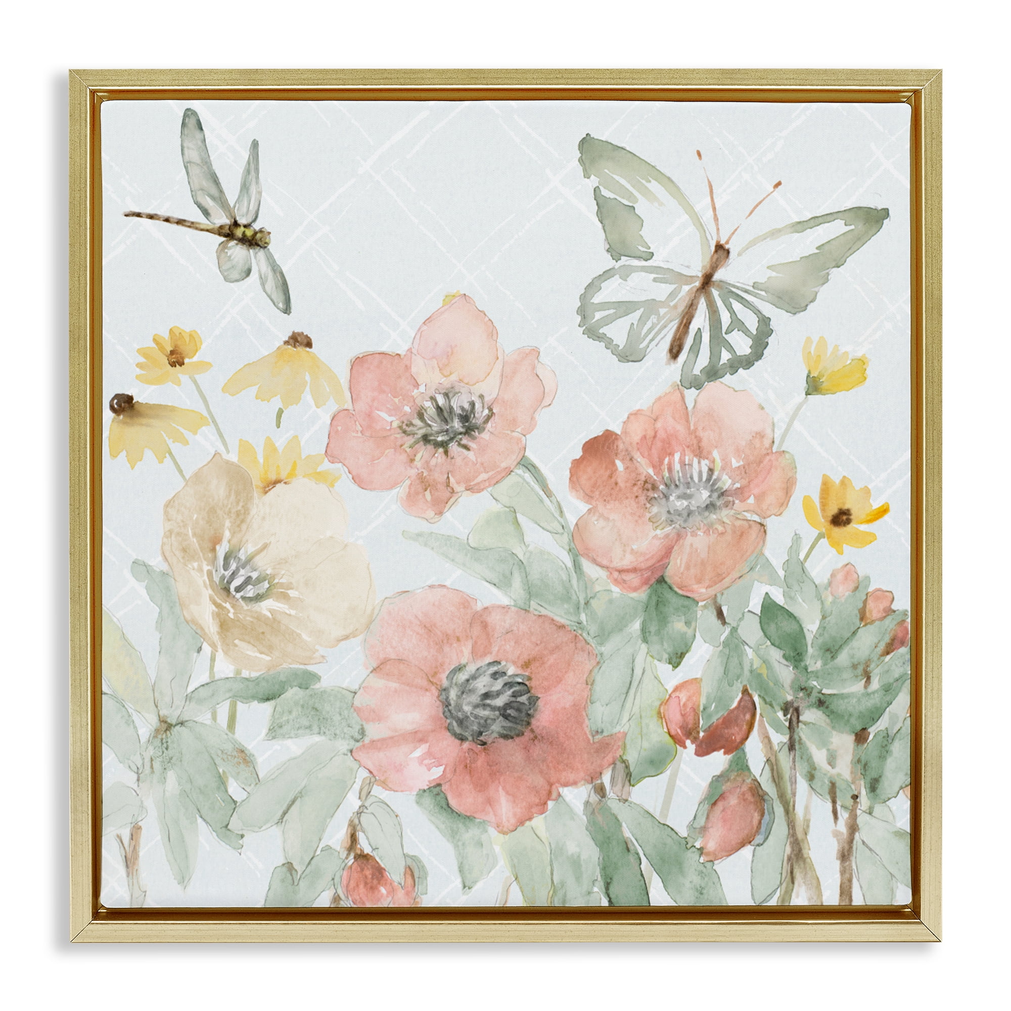Stupell Industries Garden Joy Butterflies Gold Framed Floater Canvas Wall Art, design by Lanie Loreth