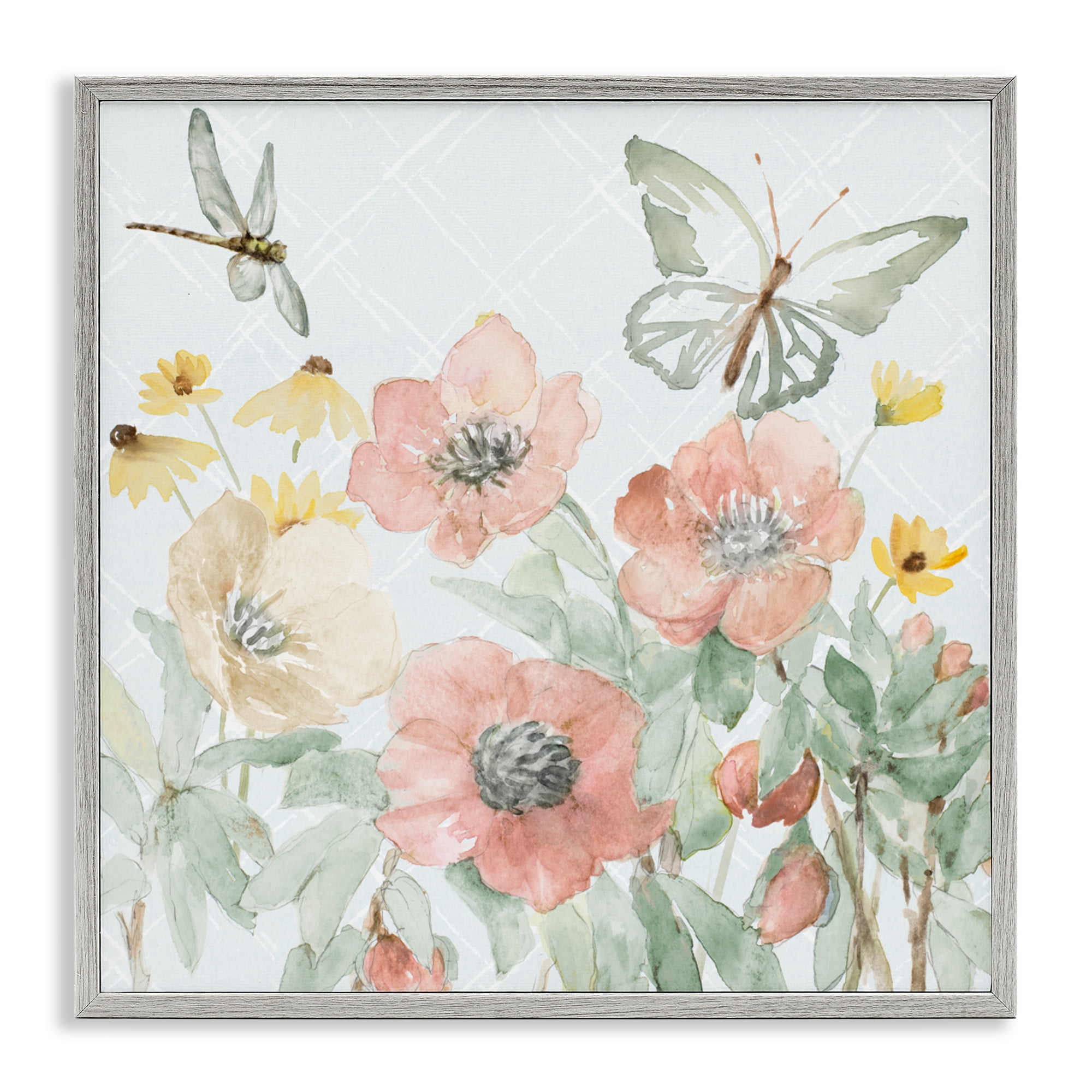 Stupell Industries Garden Joy Butterflies Gray Framed Giclee Art, design by Lanie Loreth