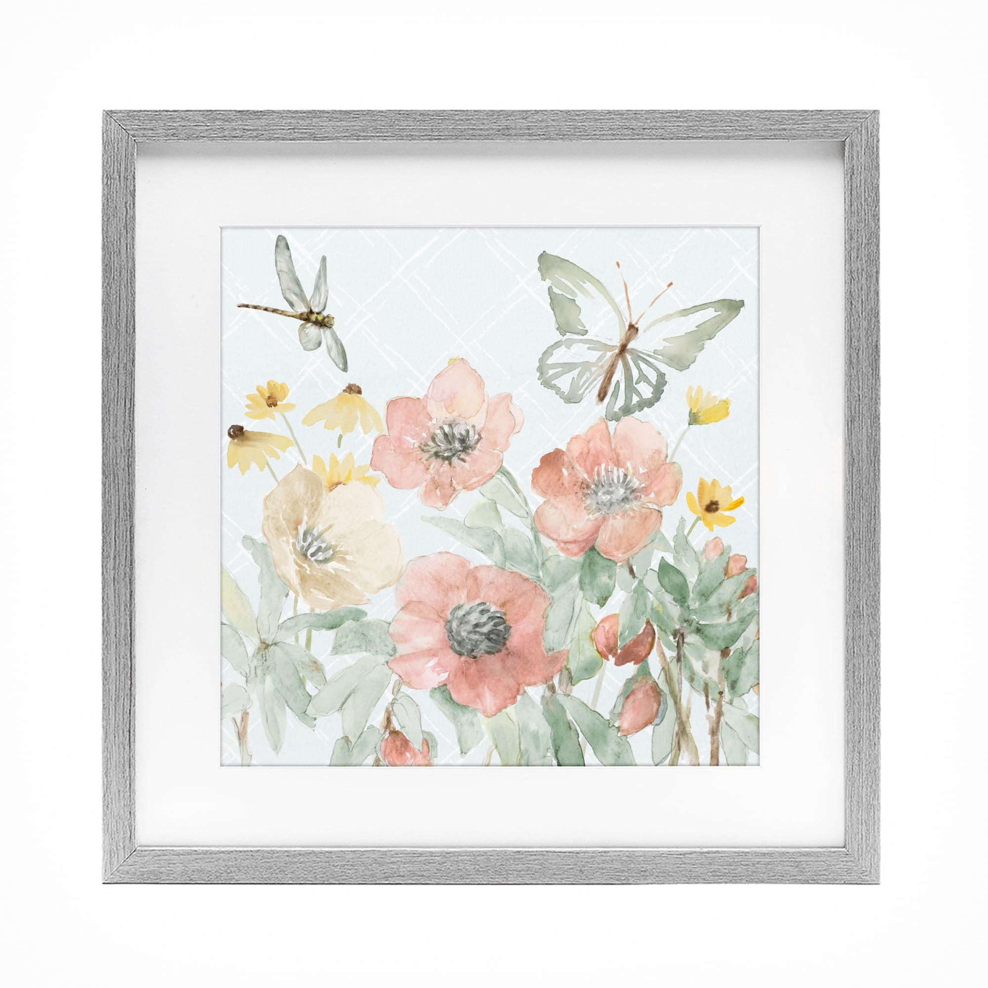 Stupell Industries Garden Joy Butterflies Gray Framed Print Under Glass, design by Lanie Loreth