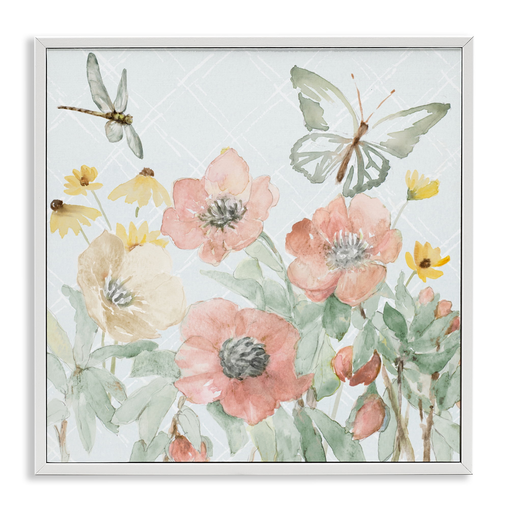 Stupell Industries Garden Joy Butterflies White Framed Giclee Art, design by Lanie Loreth