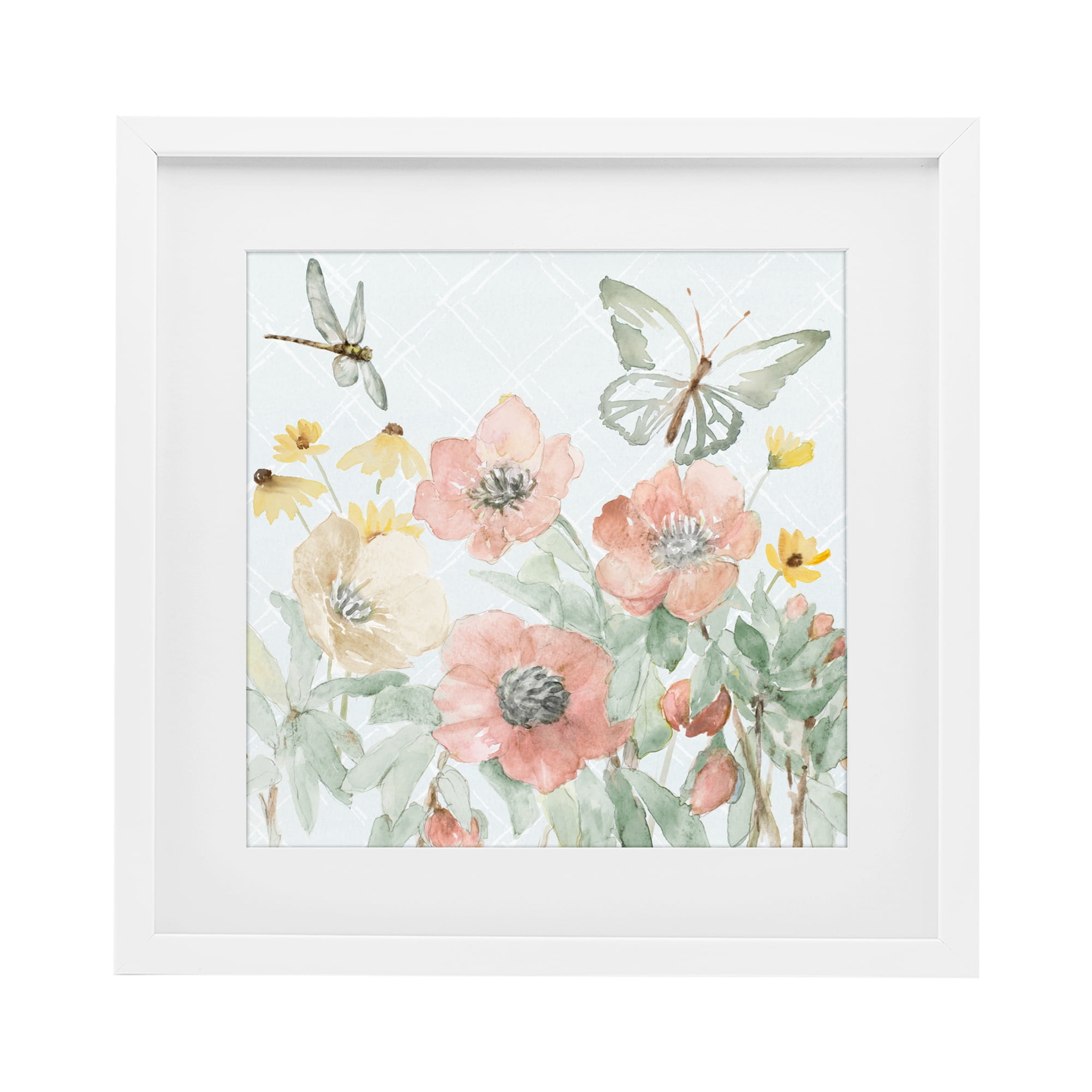 Stupell Industries Garden Joy Butterflies White Framed Print Under Glass, design by Lanie Loreth