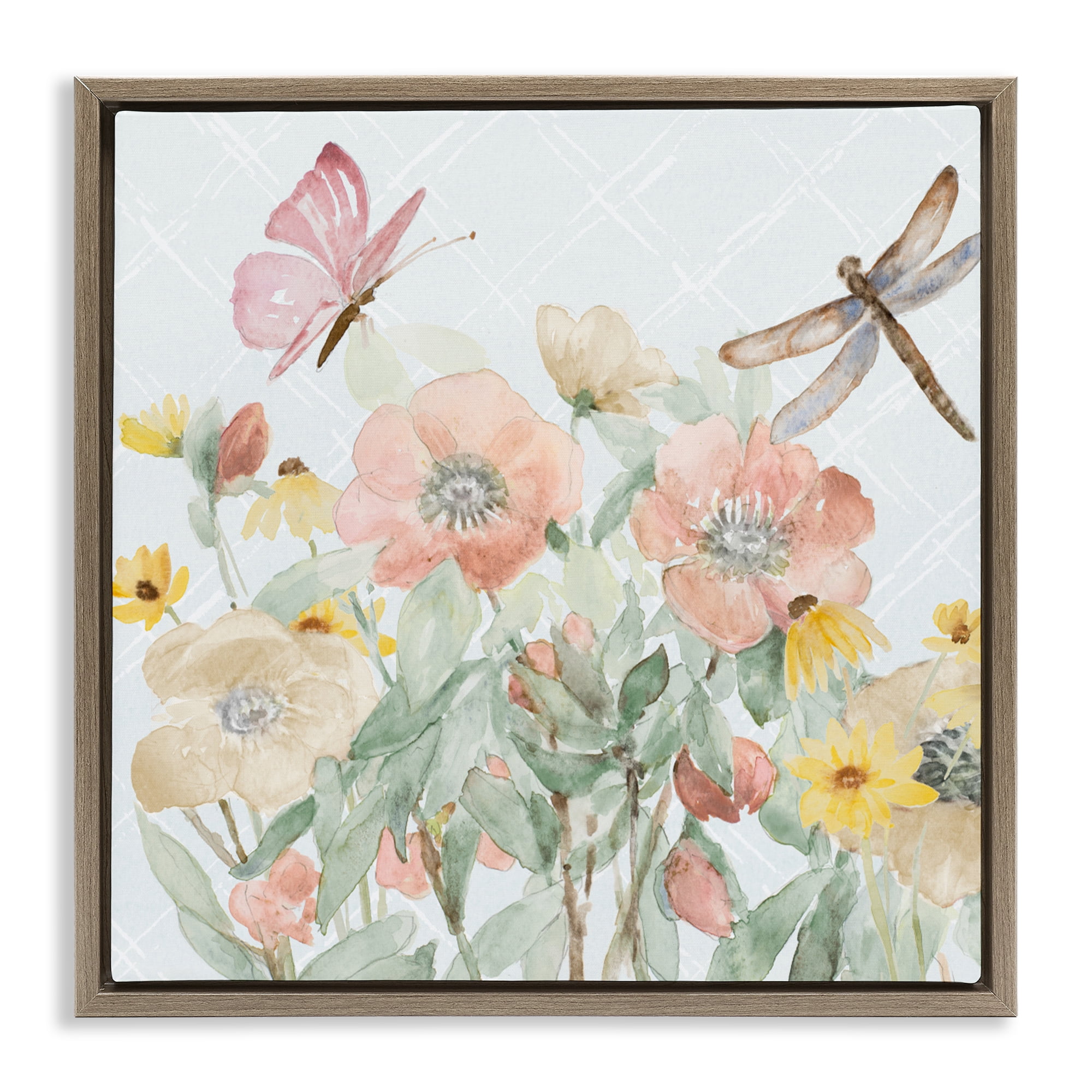 Stupell Industries Garden Joy with Insects Brown Framed Floater Canvas Wall Art, design by Lanie Loreth