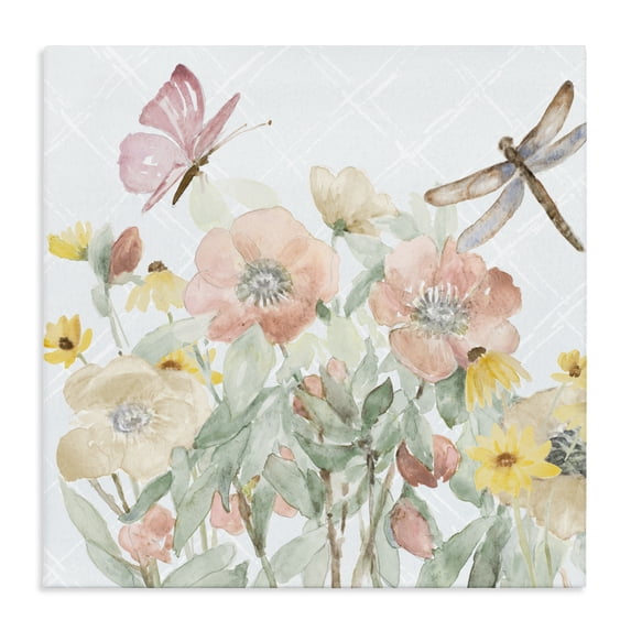 Stupell Industries Shabby Chic Garden Joy with Insects Canvas Art, 17 x 17, by Lanie Loreth