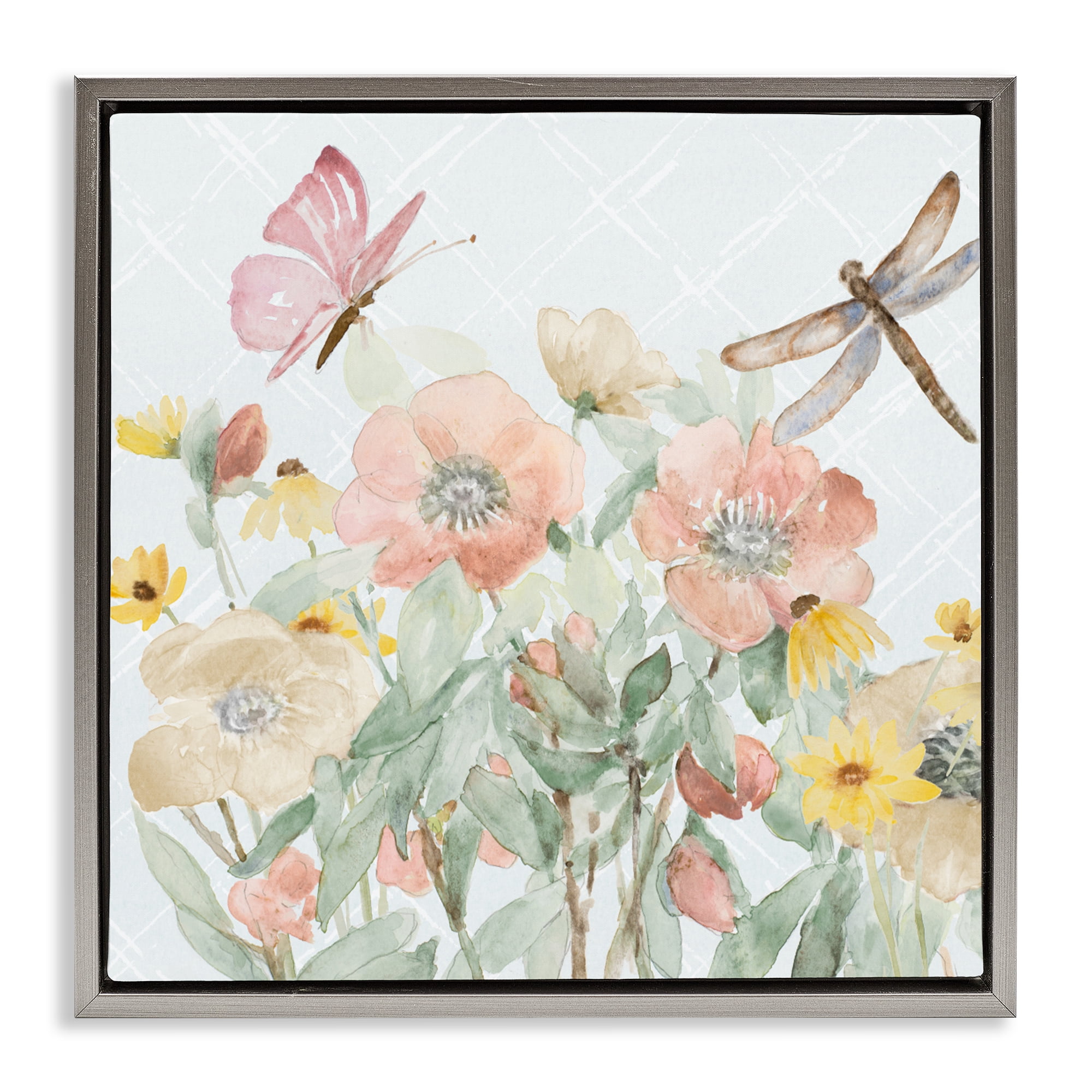 Stupell Industries Garden Joy with Insects Gray Framed Floater Canvas Wall Art, design by Lanie Loreth