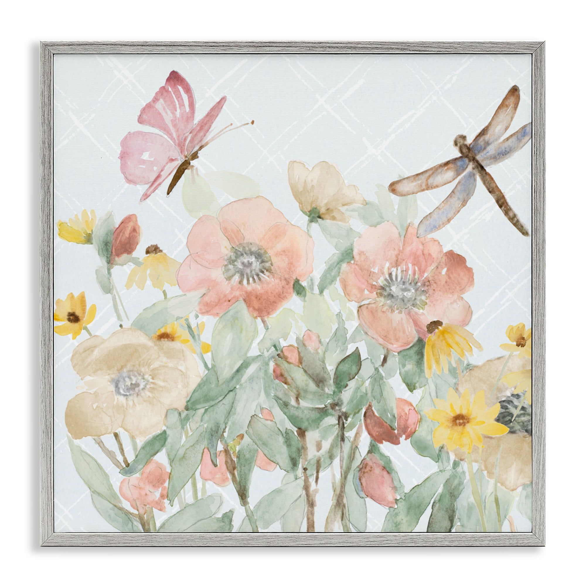 Stupell Industries Garden Joy with Insects Gray Framed Giclee Art, design by Lanie Loreth