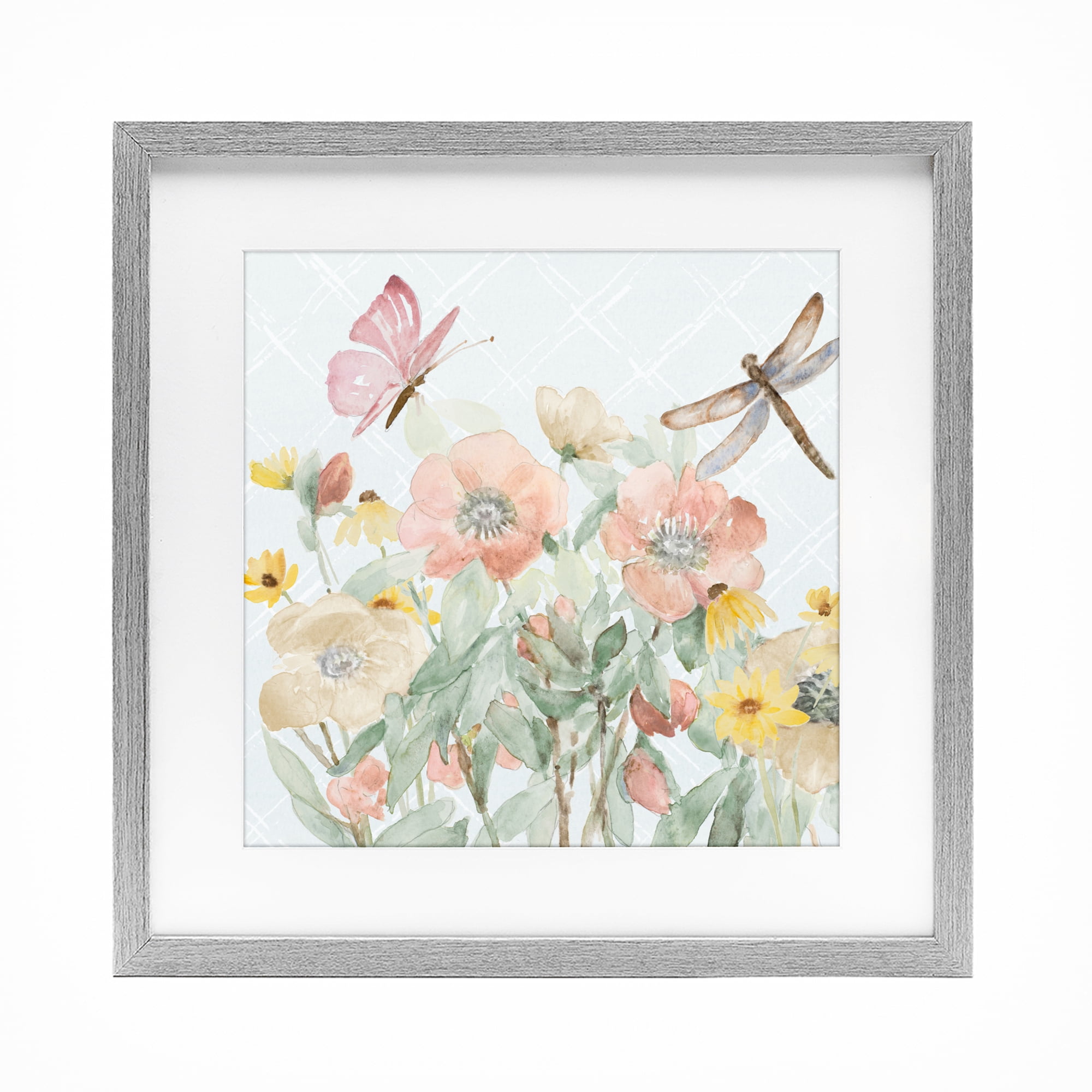 Stupell Industries Garden Joy with Insects Gray Framed Print Under Glass, design by Lanie Loreth