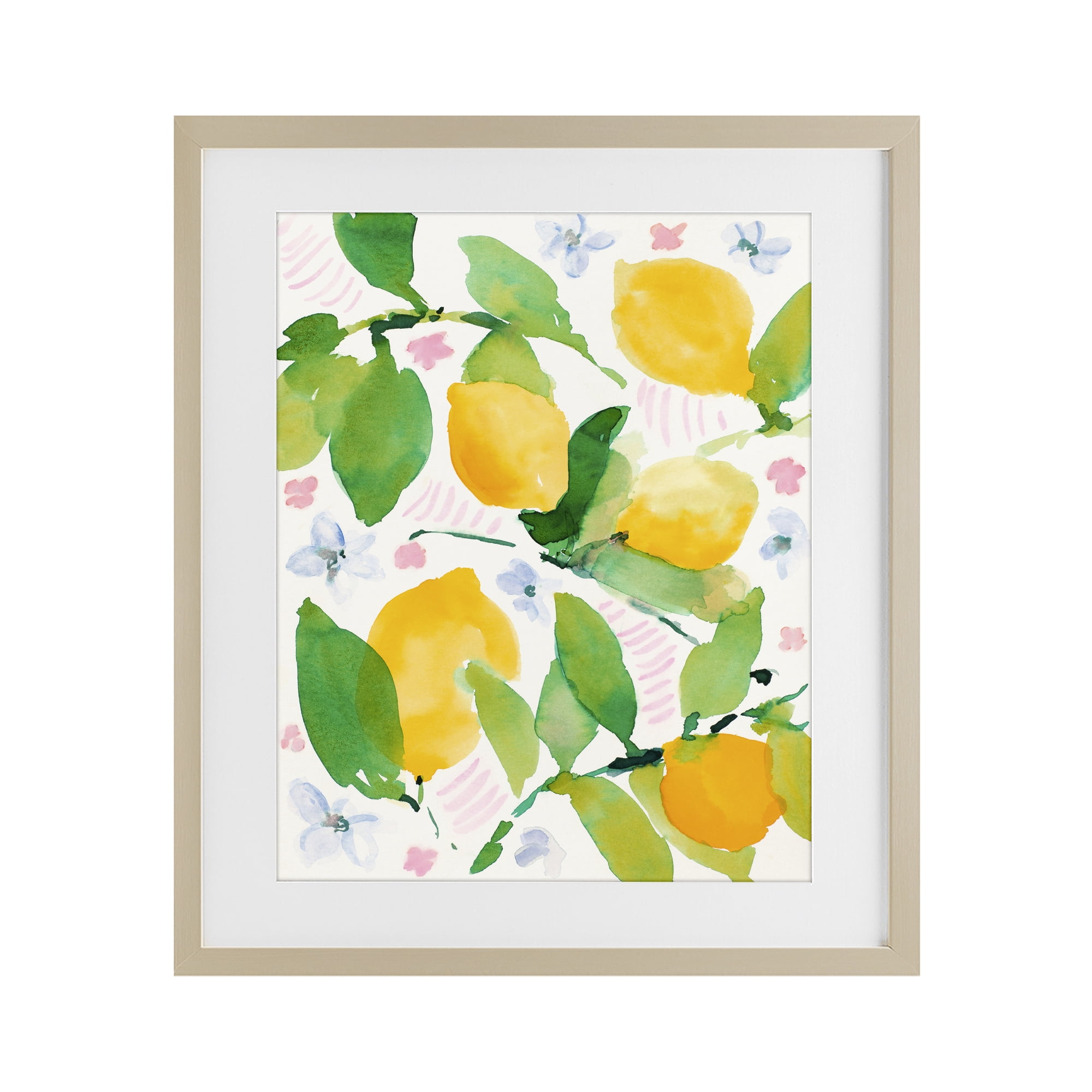 Stupell Industries Garden Lemons with Pastel Florals Birch Framed Print Under Glass, design by Lanie Loreth