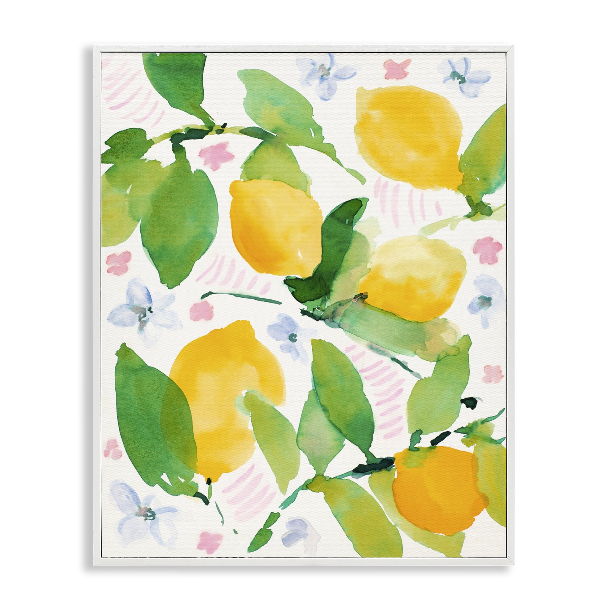 Stupell Industries Garden Lemons with Pastel Florals White Framed Giclee Art, design by Lanie Loreth