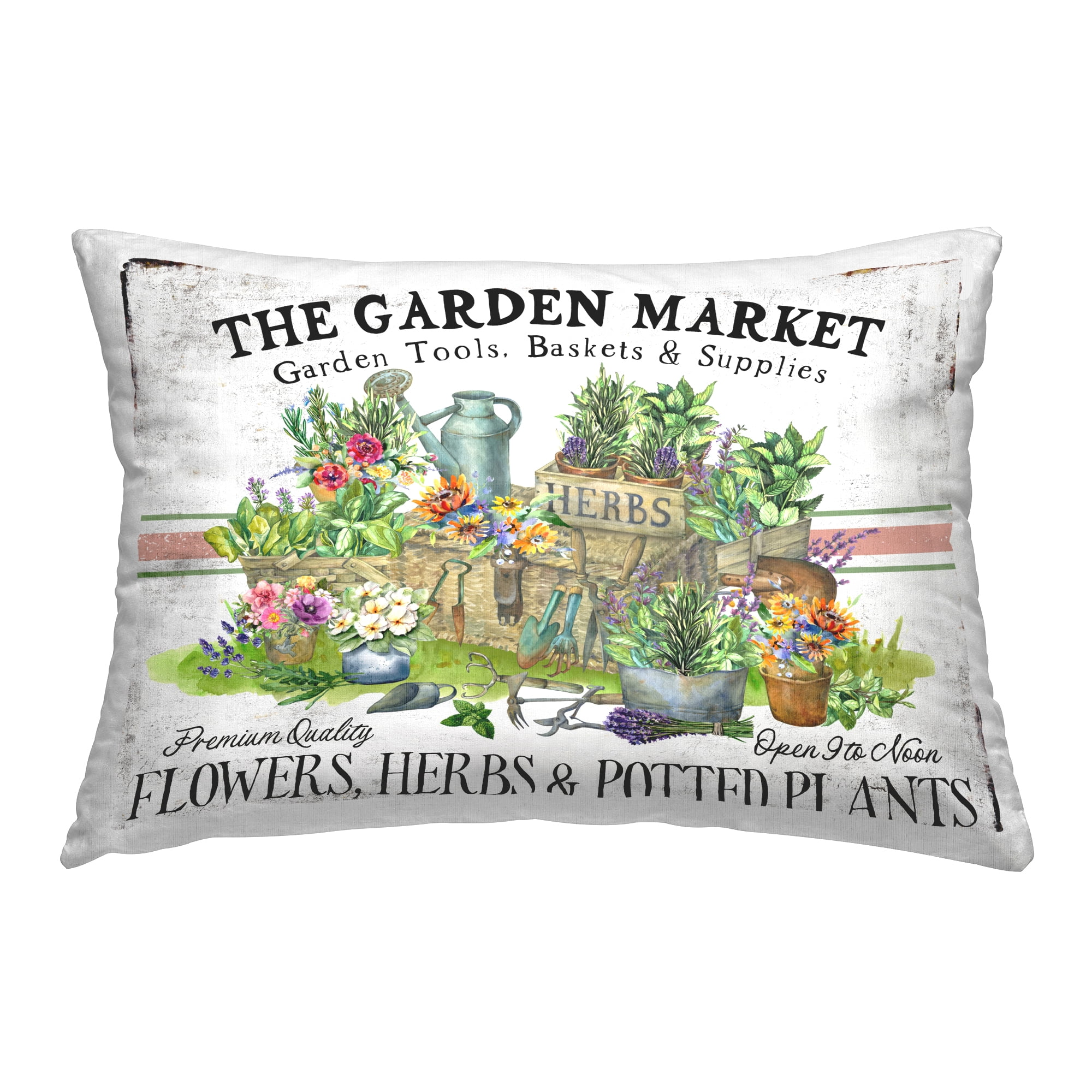 Stupell Industries Garden Market Bistro Stripe Decorative Printed Throw Pillow Design by Creatif Belle.