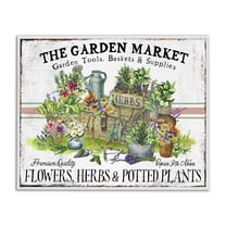 Garden Market Bistro Stripe White Framed Giclee Art, 30 x 24, Made In USA