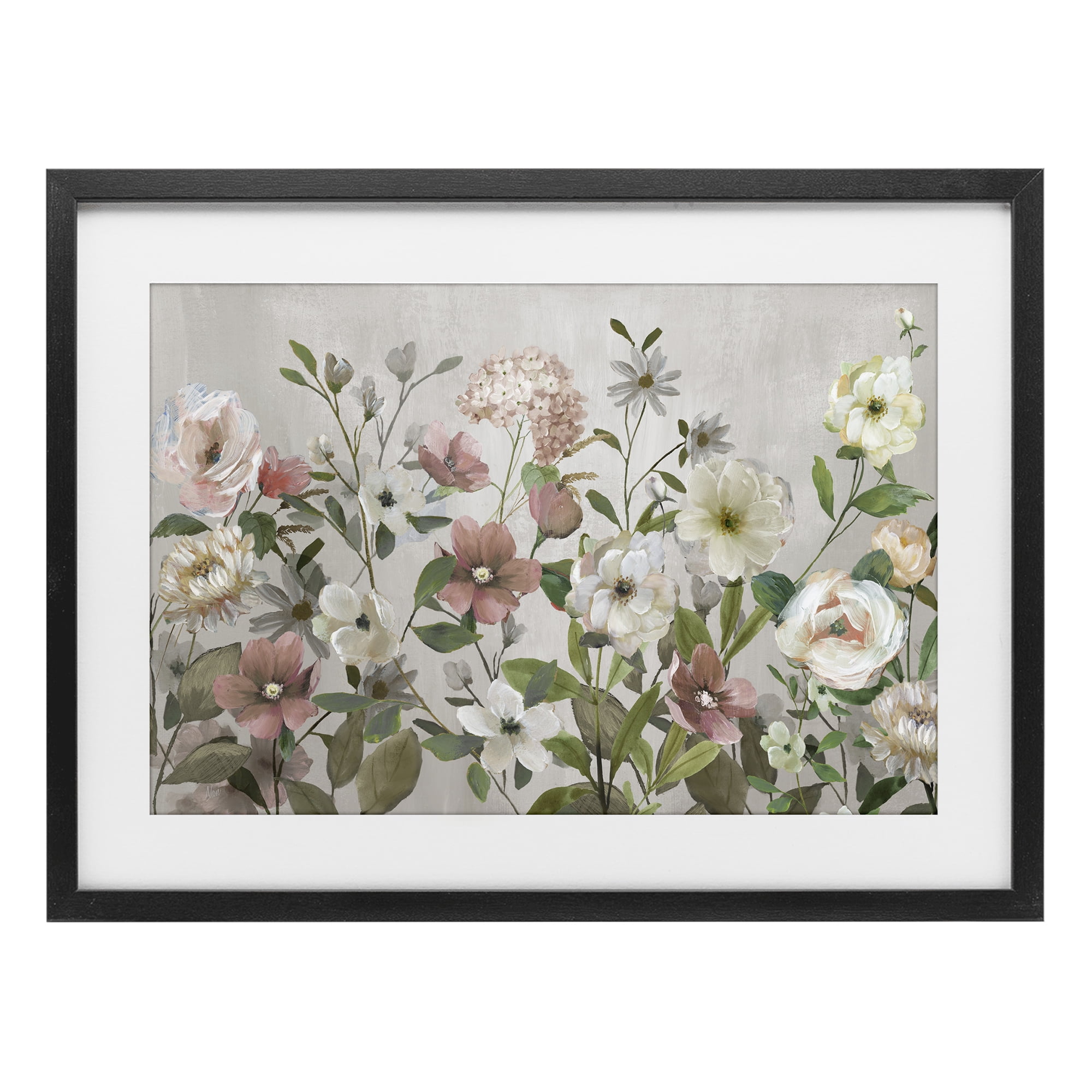 Stupell Industries Garden Meadow Arrangement Black Framed Print Under Glass, design by Nan