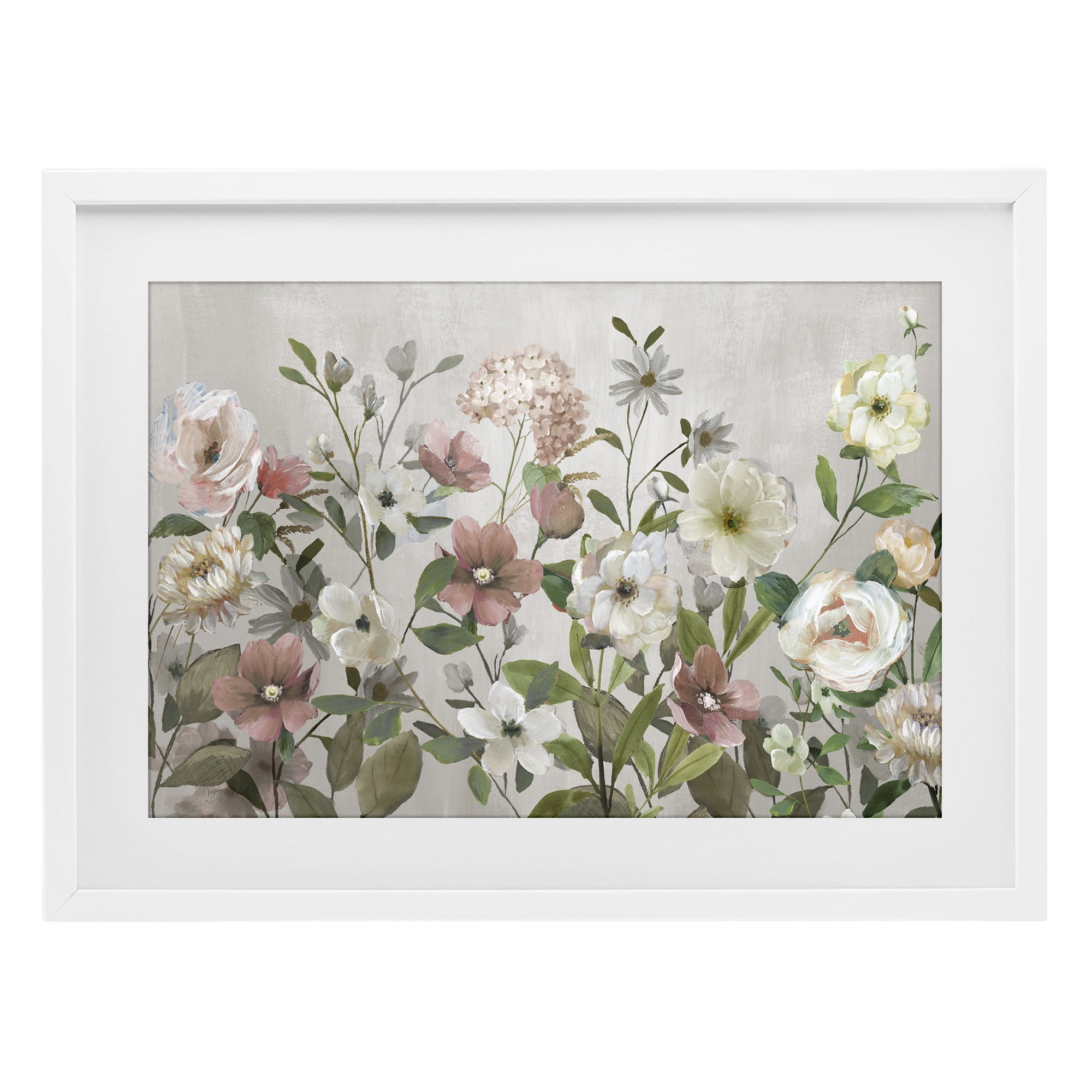 Stupell Industries Garden Meadow Arrangement White Framed Print Under Glass, design by Nan