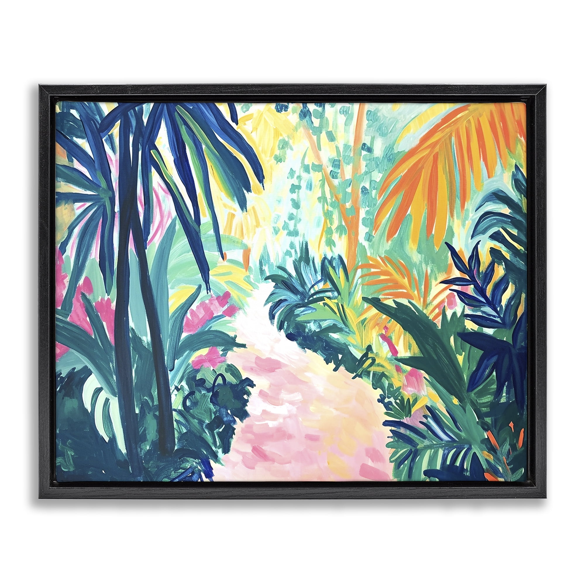 Stupell Industries Garden Of Bright Color Botanical & Floral Painting Black Floater Framed Canvas Art Print Wall Art, 31 x 25