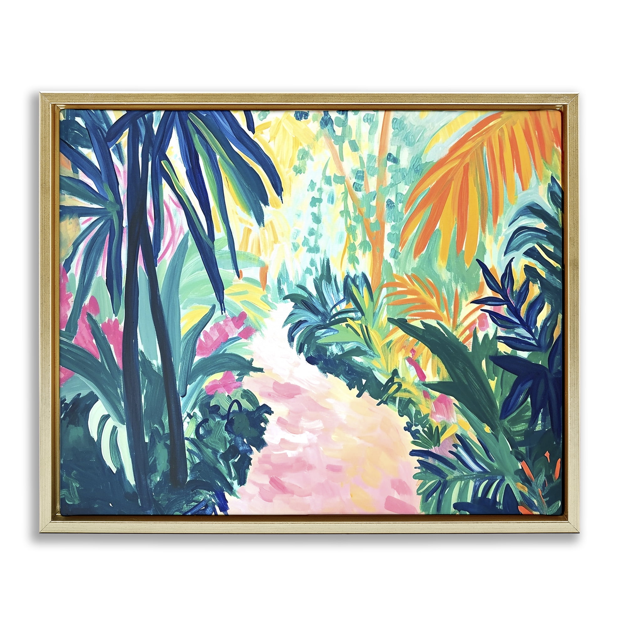 Stupell Industries Garden Of Bright Color Botanical & Floral Painting Gold Floater Framed Canvas Art Print Wall Art, 31 x 25