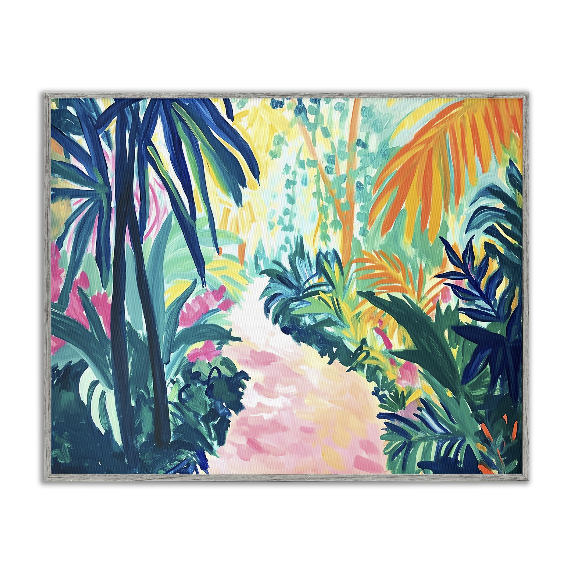 Stupell Industries Garden Of Bright Color Botanical & Floral Painting Gray Framed Art Print Wall Art, 20 x 16