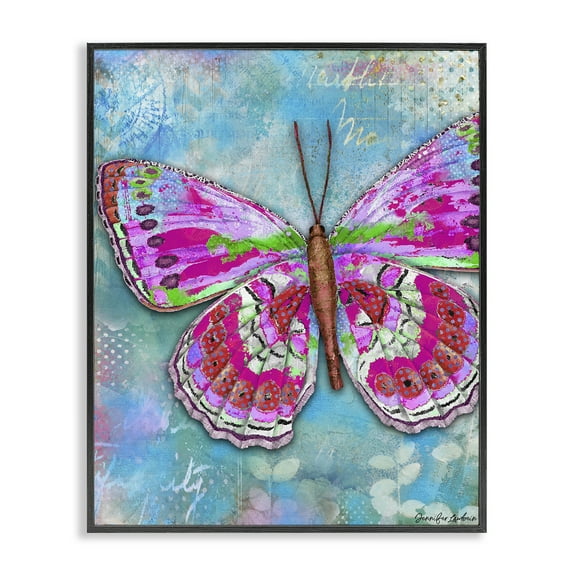 Stupell Industries Garden Party Butterfly Animals Painting Black Framed Art Print Wall Art, 11 x 14