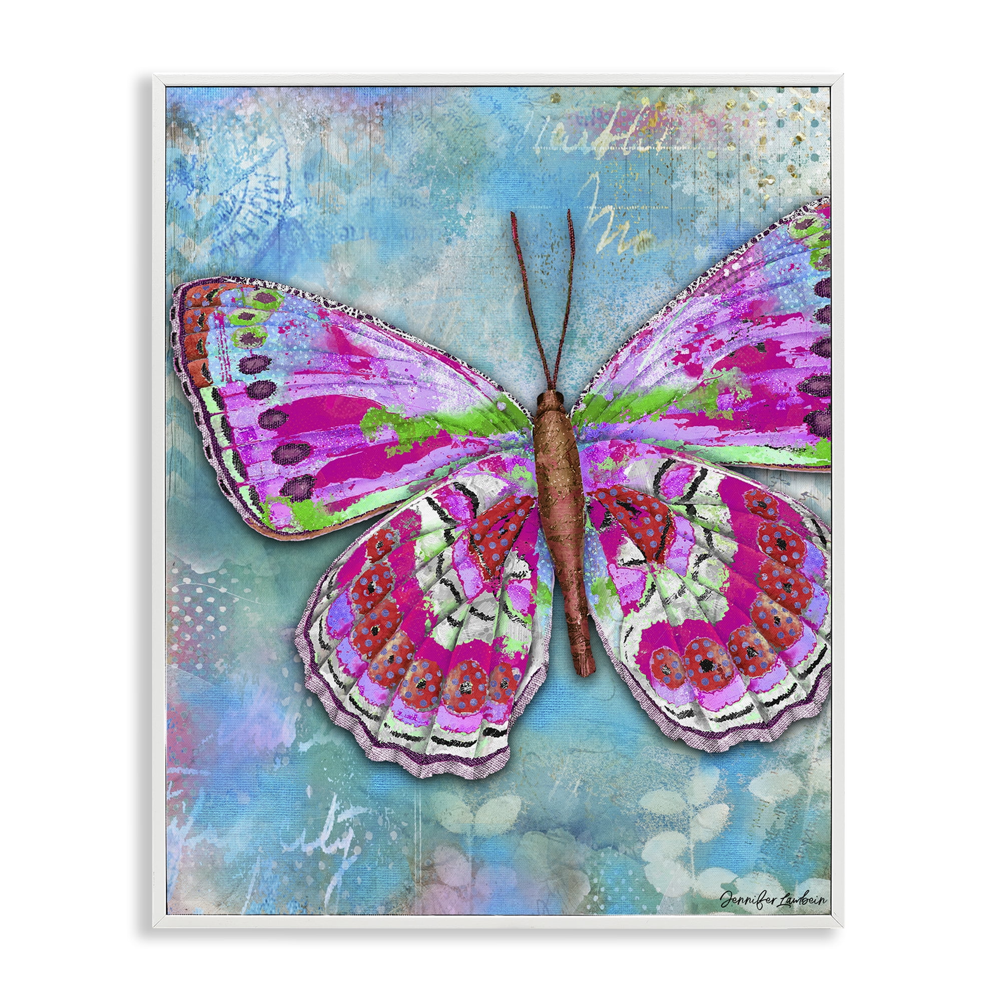 Stupell Industries Garden Party Butterfly Animals Painting White Framed Art Print Wall Art, 24 x 30