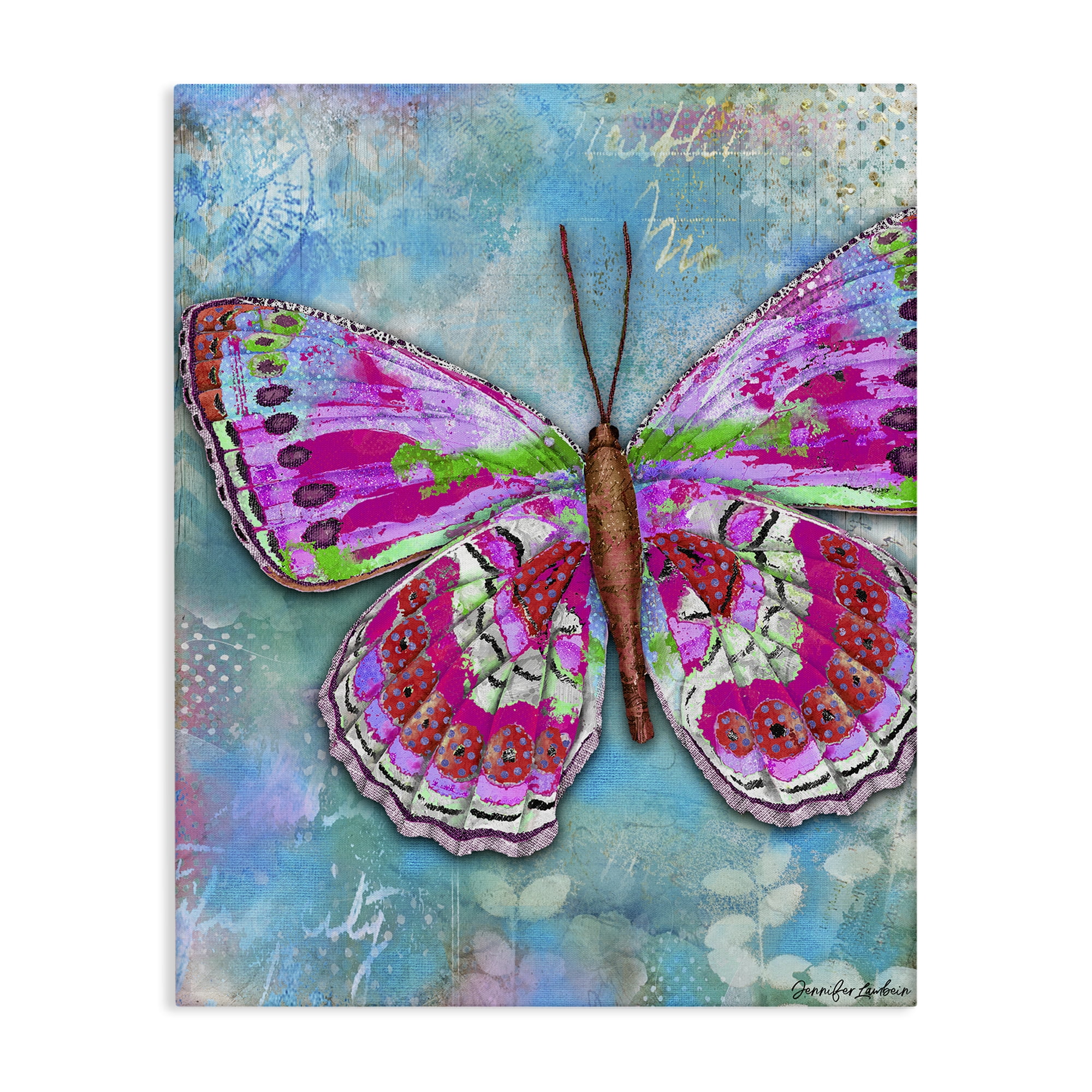 Stupell Industries Garden Party Butterfly Animals Painting Wrapped Canvas Art Print Wall Art, 30 x 40
