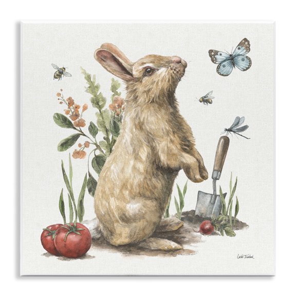 Stupell Industries Garden Patch Rabbit Animals & Insects Painting Unframed Art Print Wall Art, 12 x 12