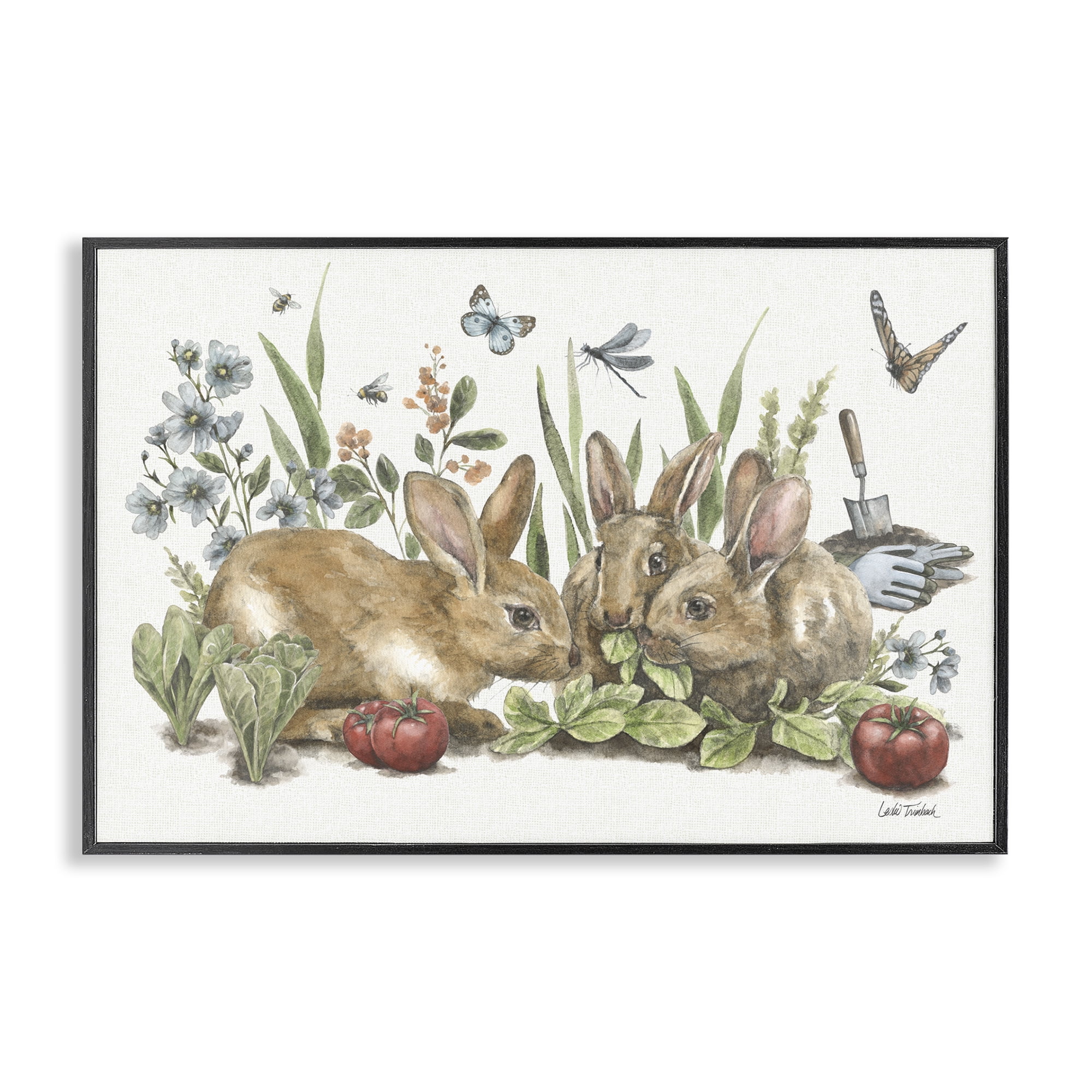 Stupell Industries Garden Patch Scene Botanical & Floral Painting Black Framed Art Print Wall Art, 30 x 20