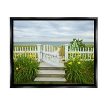 Stupell Industries Garden Path to Beach Landscape Photography Black Floater Framed Canvas Art Print Wall Art, 21 x 17
